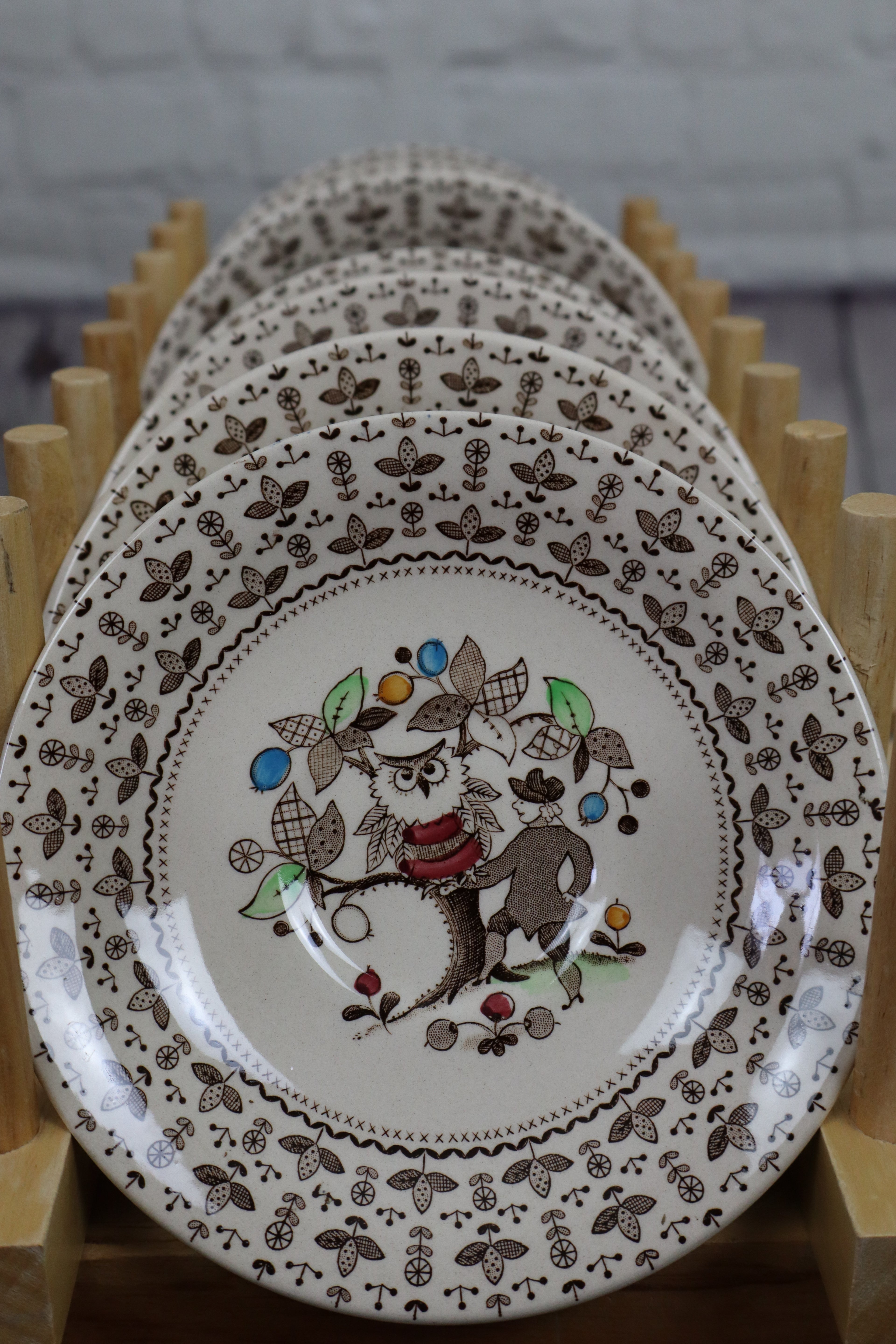 Vintage Johnson Brothers “Sugar & Spice” Replacement Saucers (Brown, 1970s)