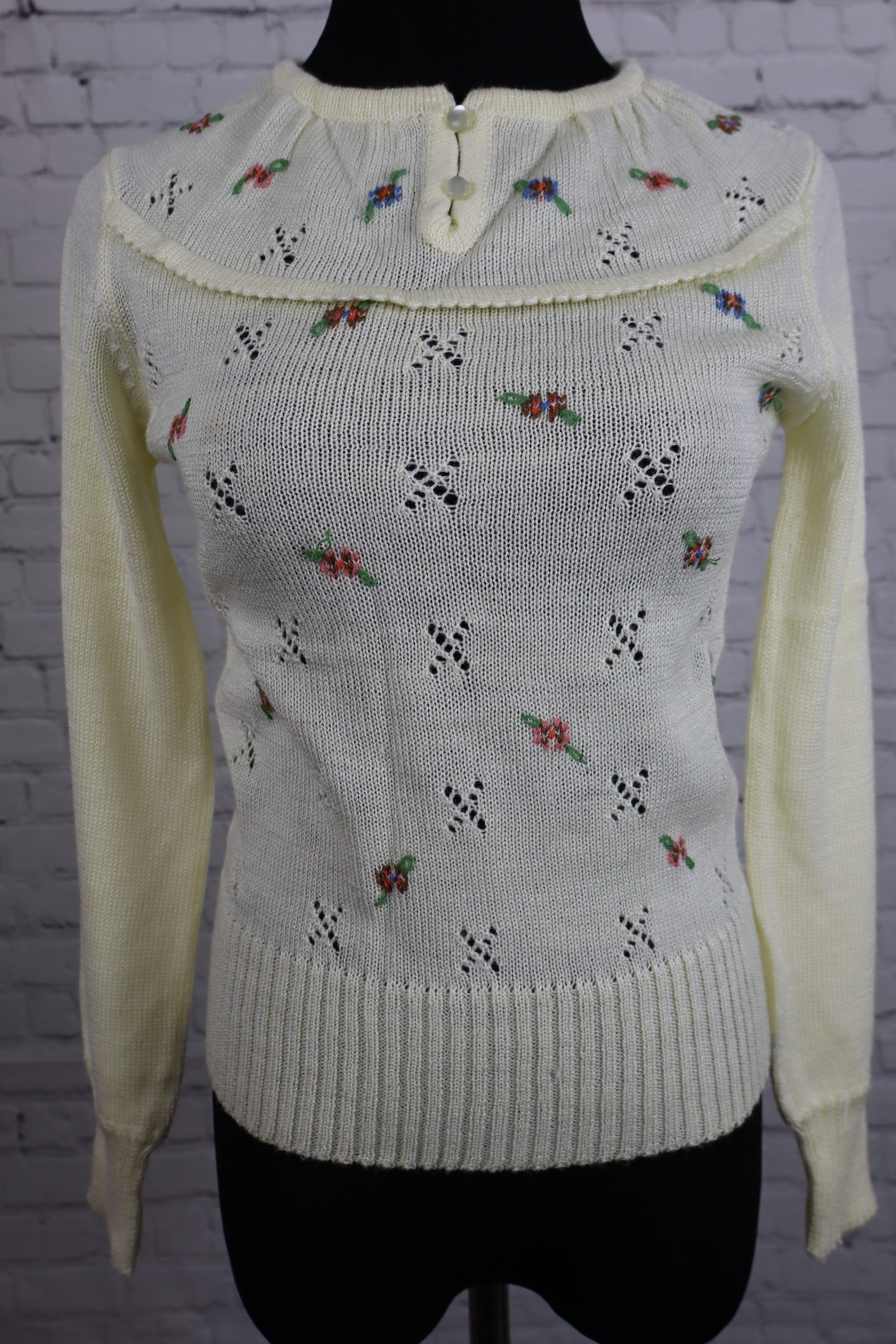 Vintage Pointelle Knit Sweater