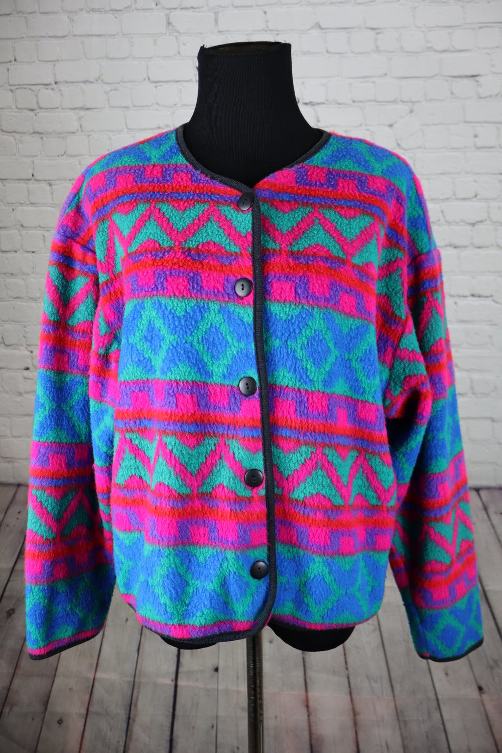 Vintage David Wayne Lightweight Fleece Button-Front Jacket - M