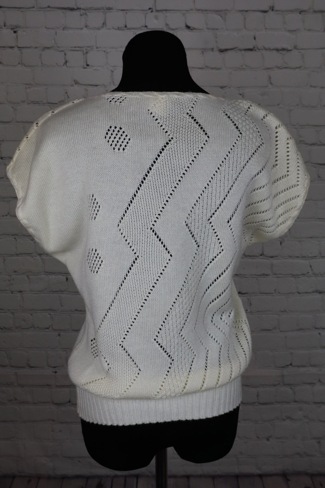 Open-Knit Short-Sleeve Sweater