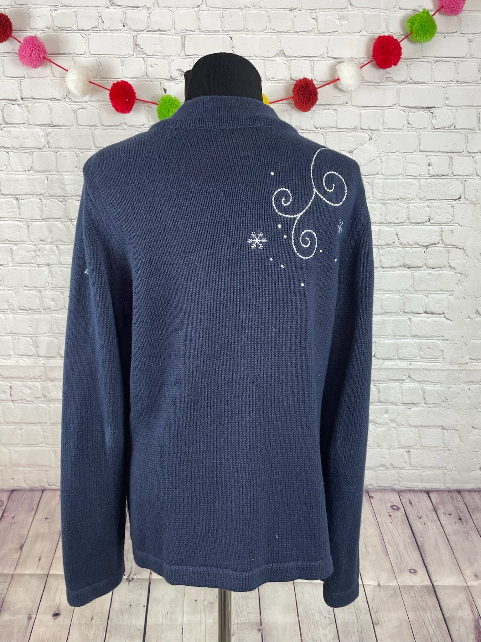 Vintage Snowman Zip-Up Sweater - M