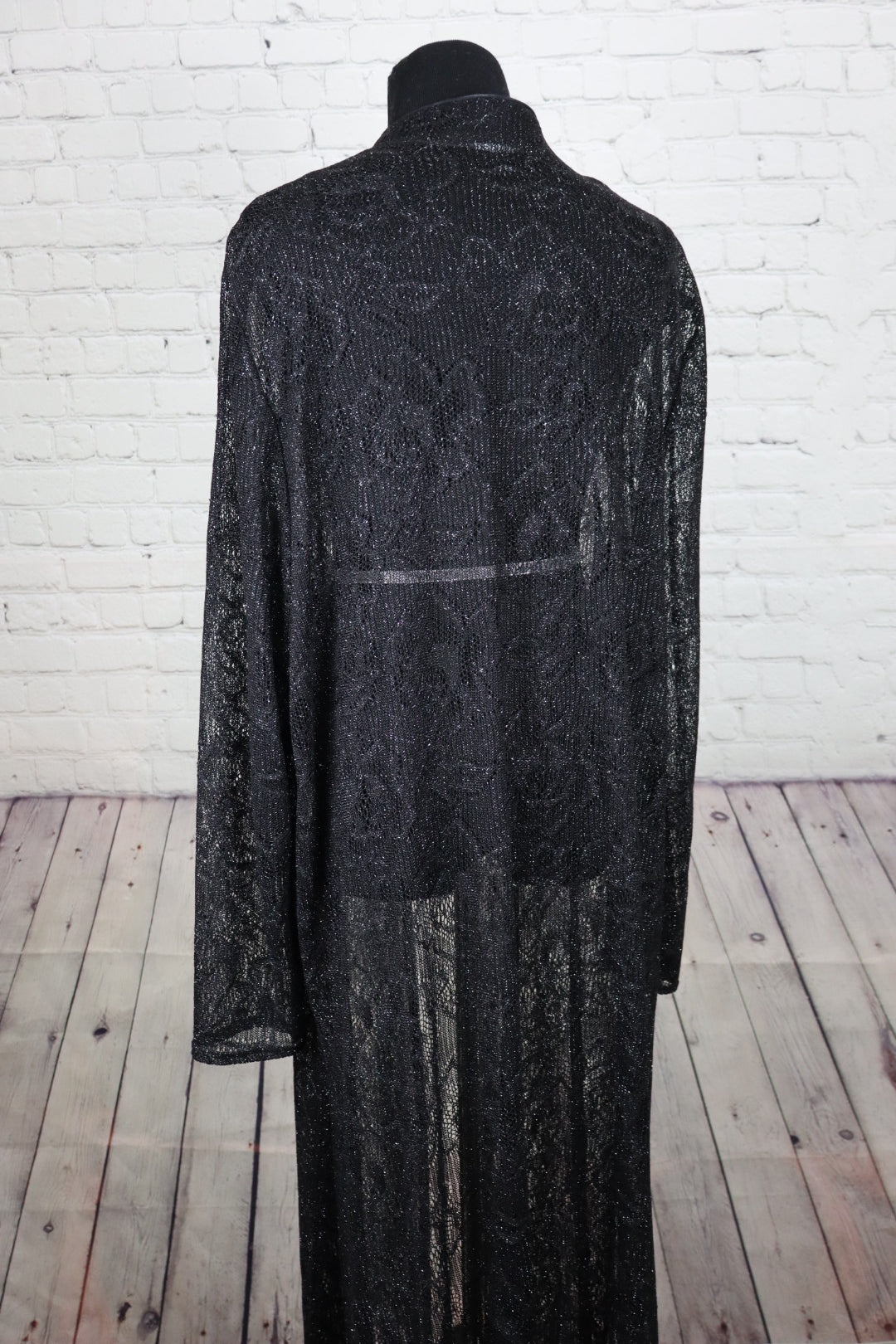 Onyx Nite Black Metallic Lace Duster - Size 24