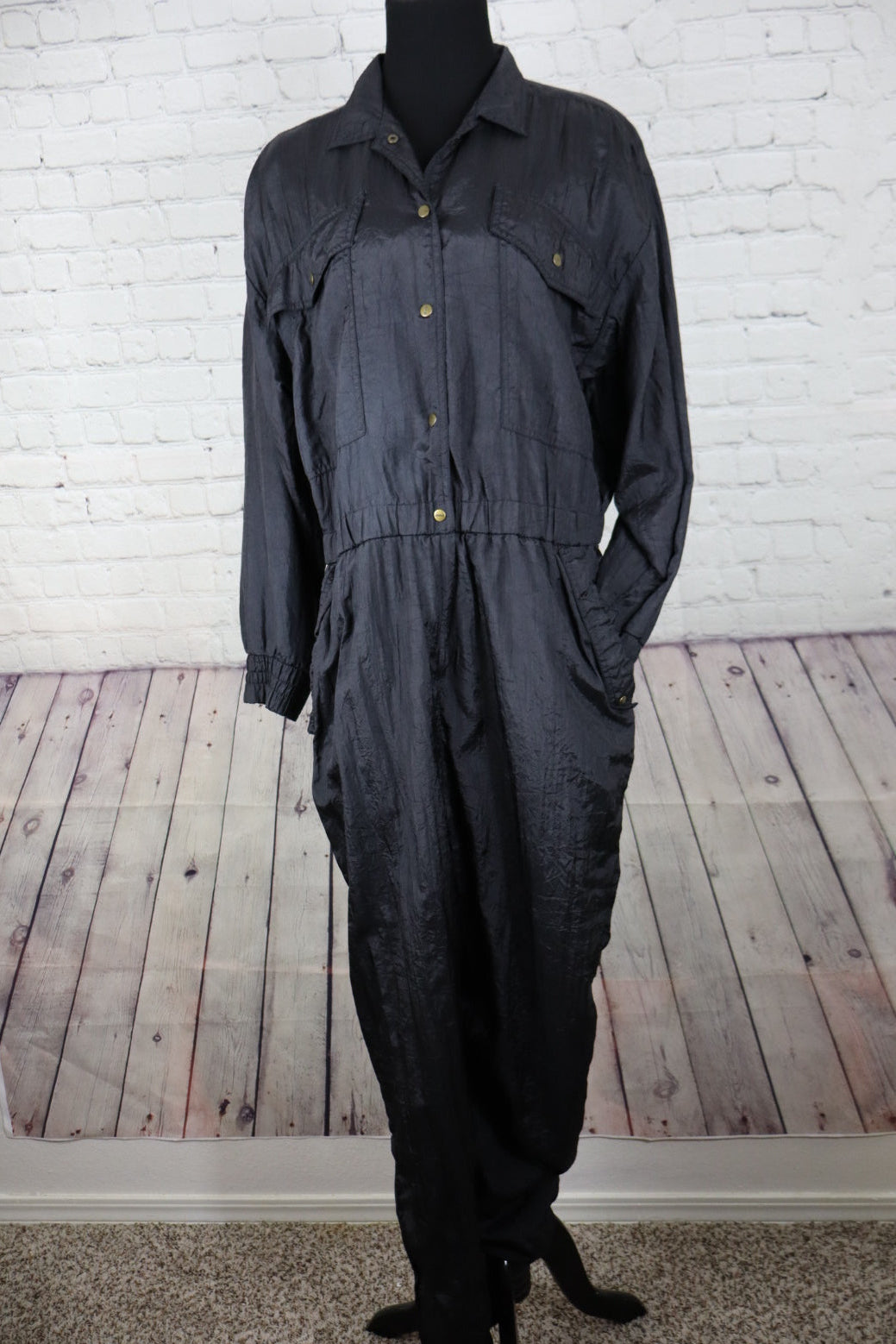 Vintage 1980s Abraxas Black Windsuit Jumpsuit / Tracksuit - L