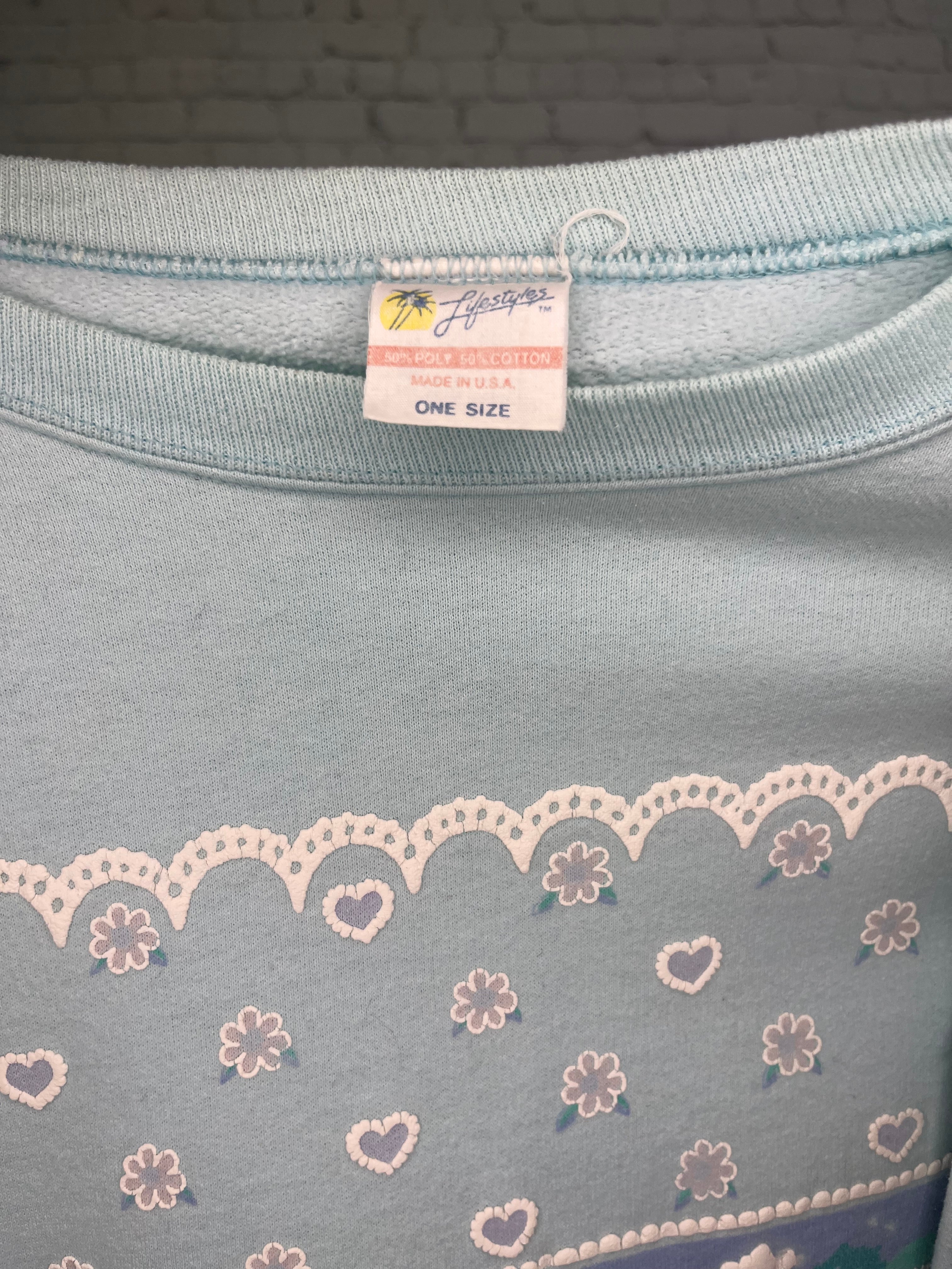 Vintage 1990 Lifestyles Pastel Teddy Bear Sweatshirt - One Size