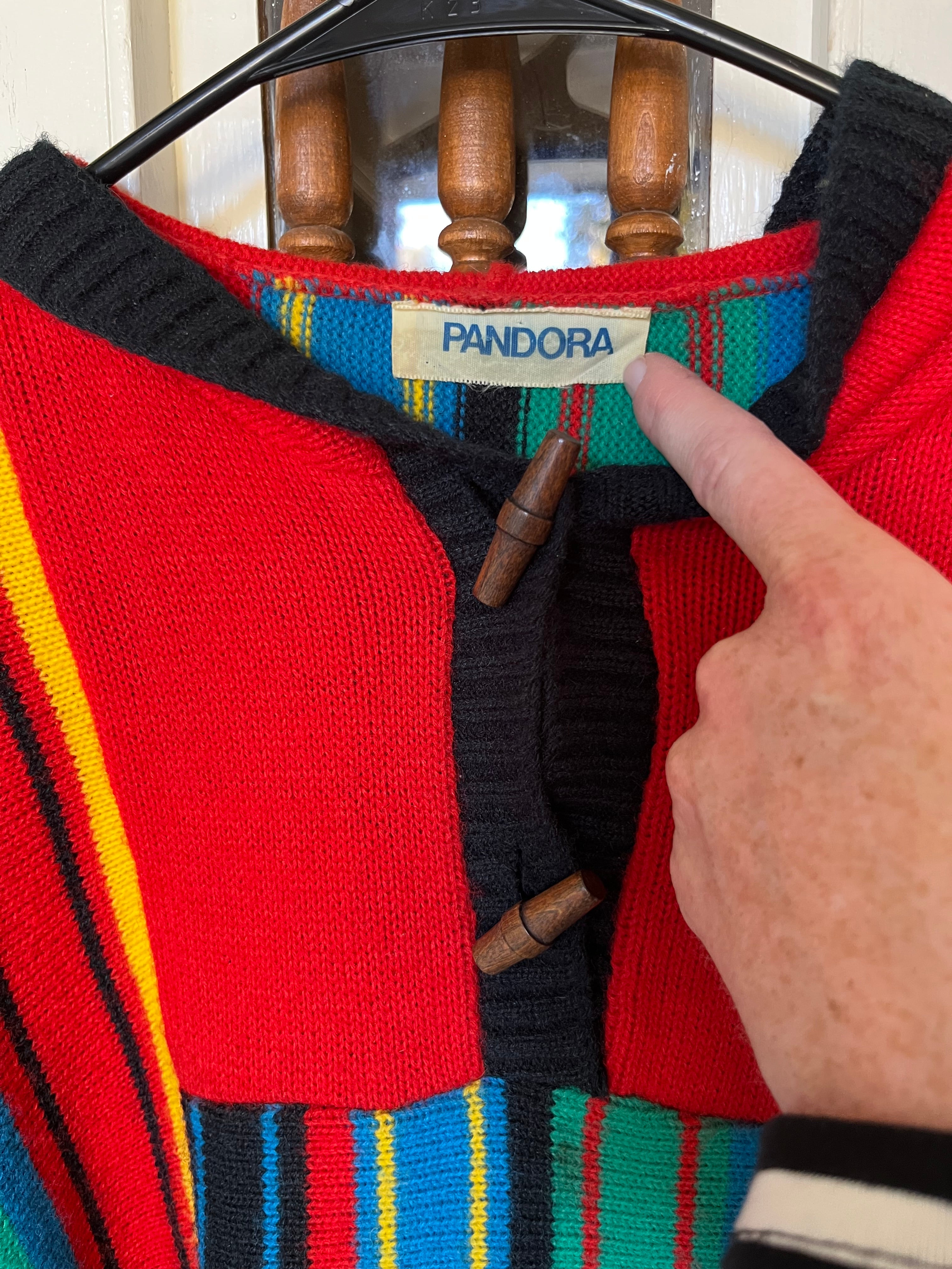 1970s Pandora Striped Knit Hooded Sweater - M