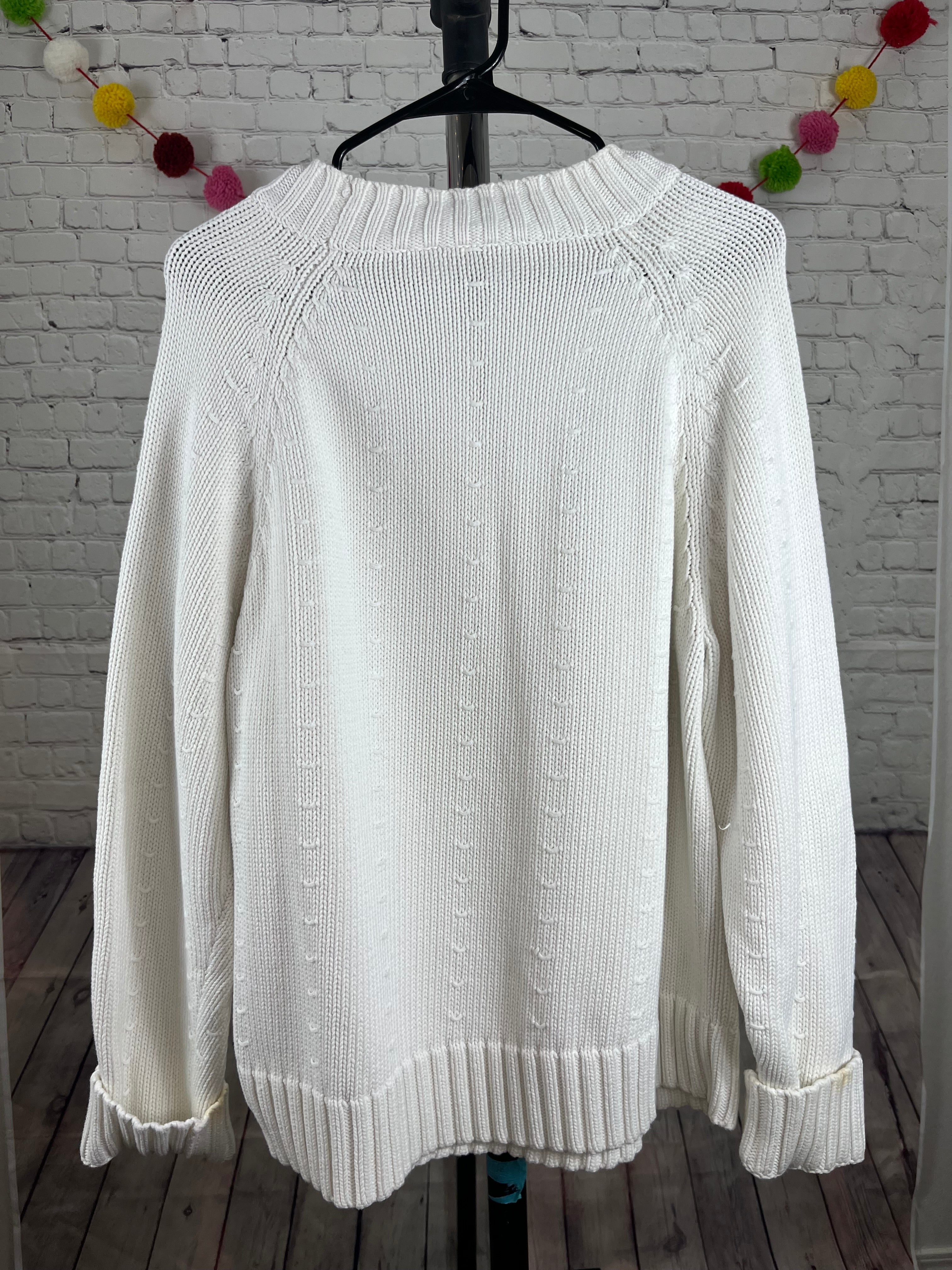 Liz Claiborne LizSport White Cotton Sweater - L