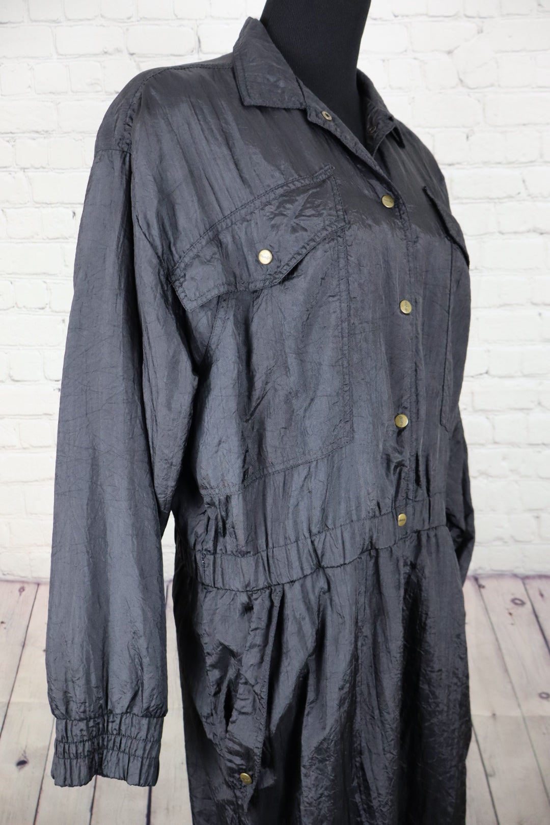 Vintage 1980s Abraxas Black Windsuit Jumpsuit / Tracksuit - L