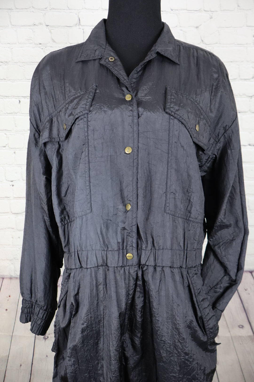 Vintage 1980s Abraxas Black Windsuit Jumpsuit / Tracksuit - L