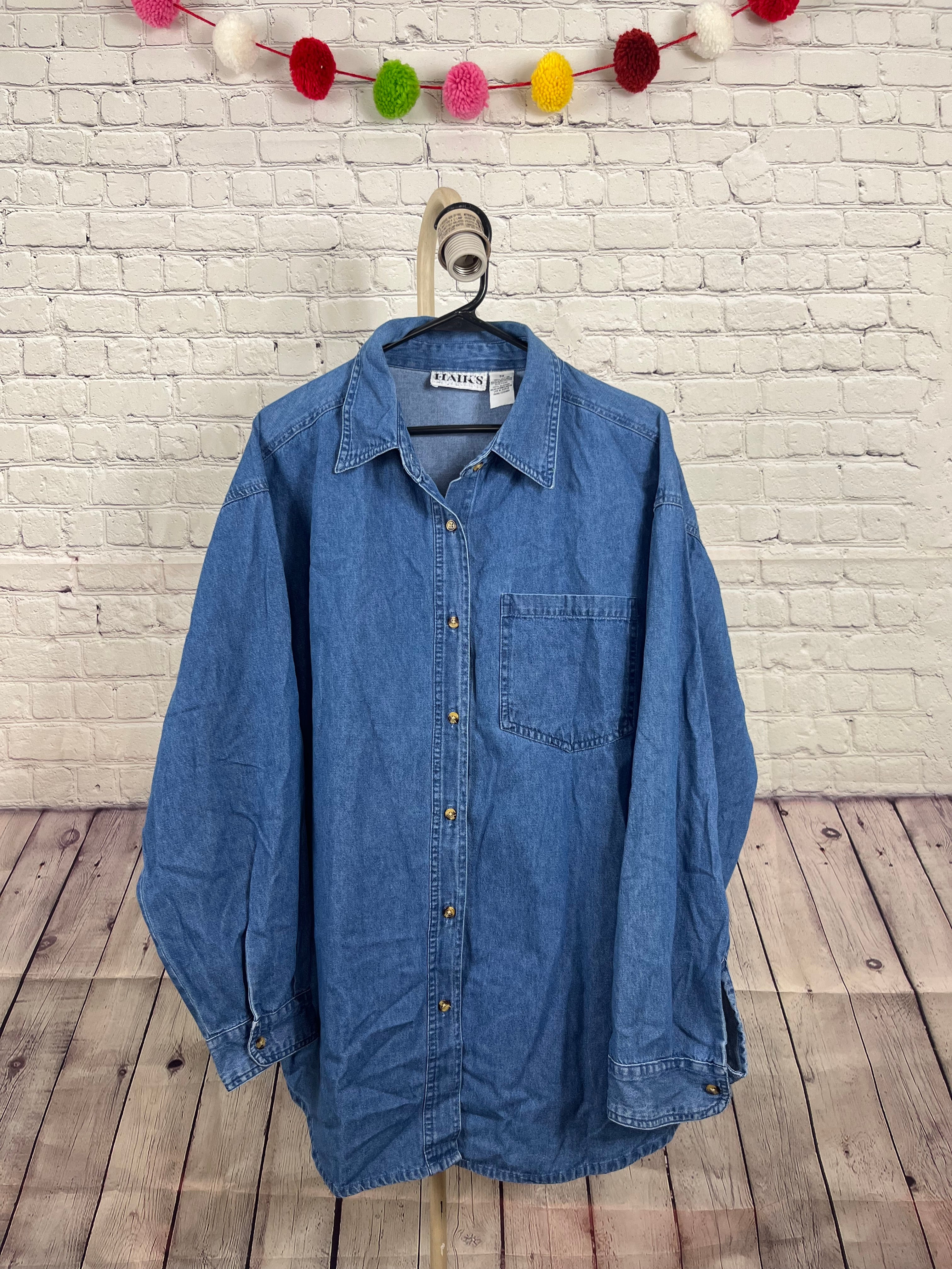 Vintage Christmas Denim Button-Down - 3X