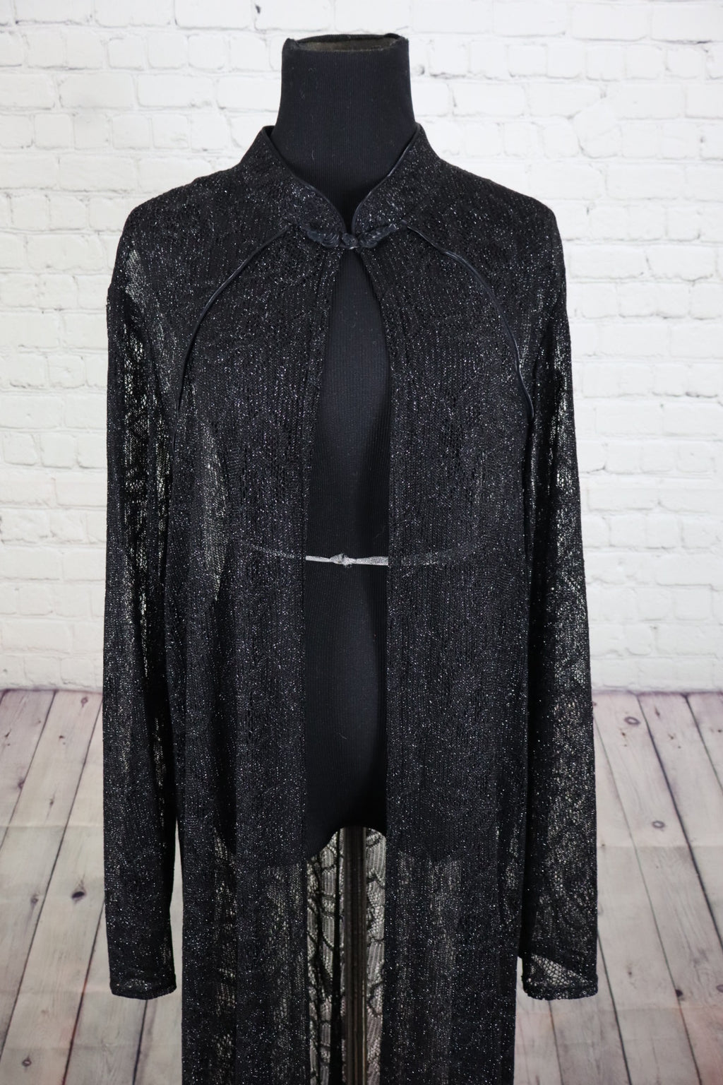 Onyx Nite Black Metallic Lace Duster - Size 24