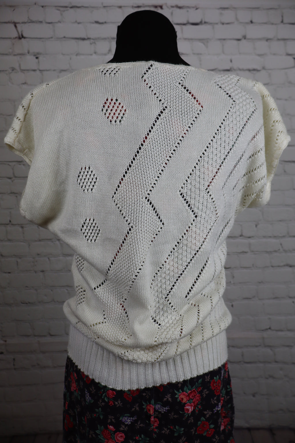 Open-Knit Short-Sleeve Sweater