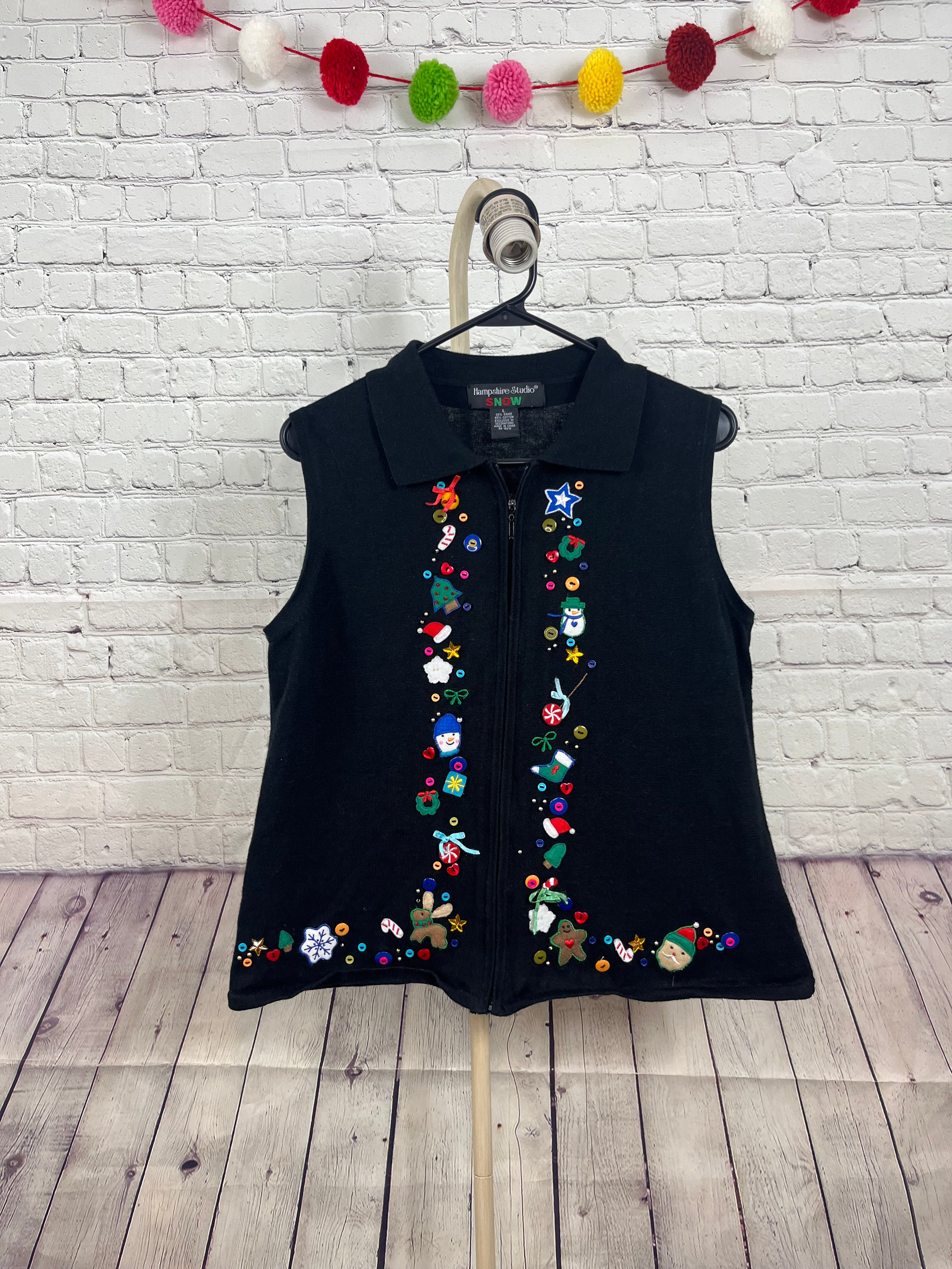 Christmas Zip Vest – L