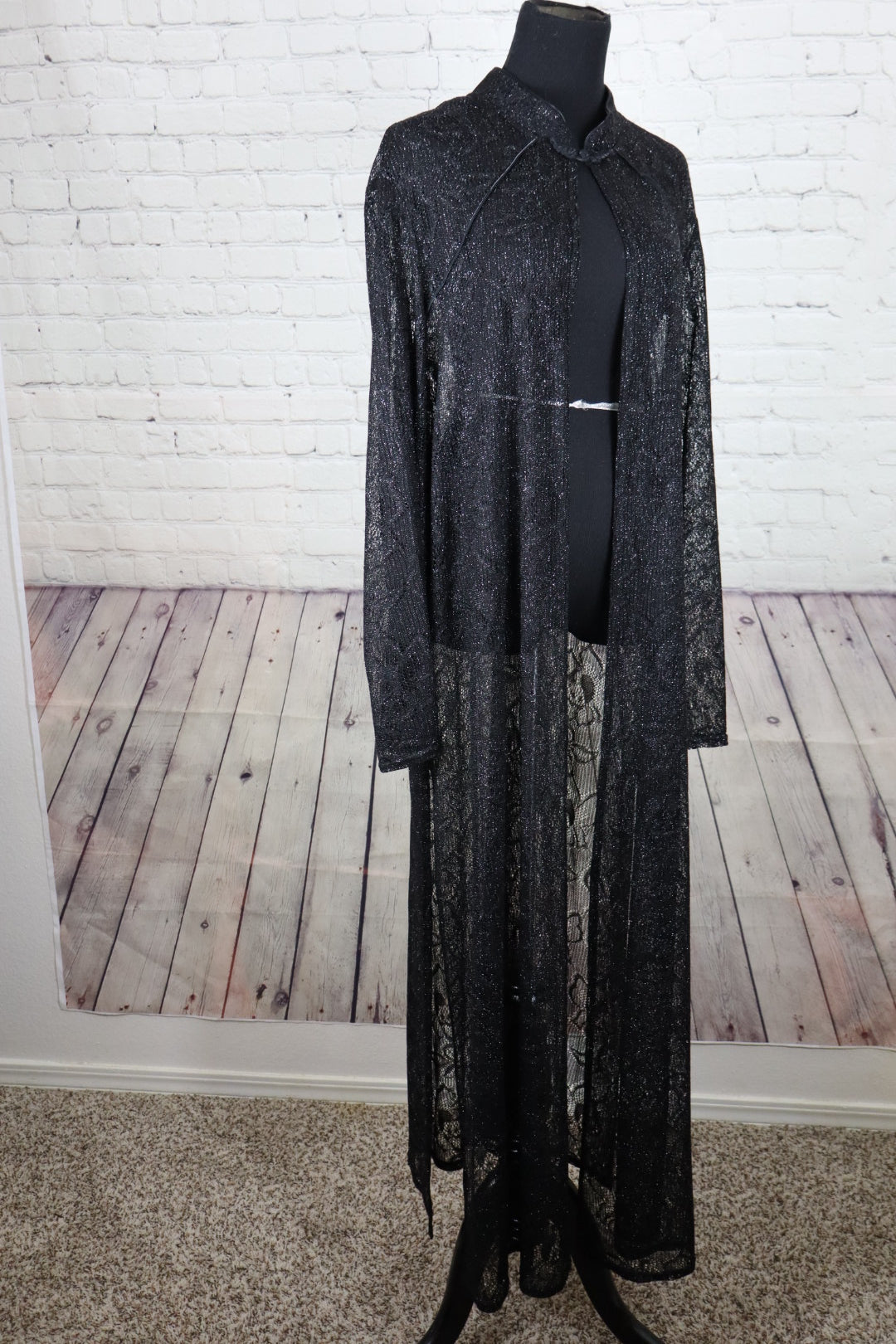 Onyx Nite Black Metallic Lace Duster - Size 24