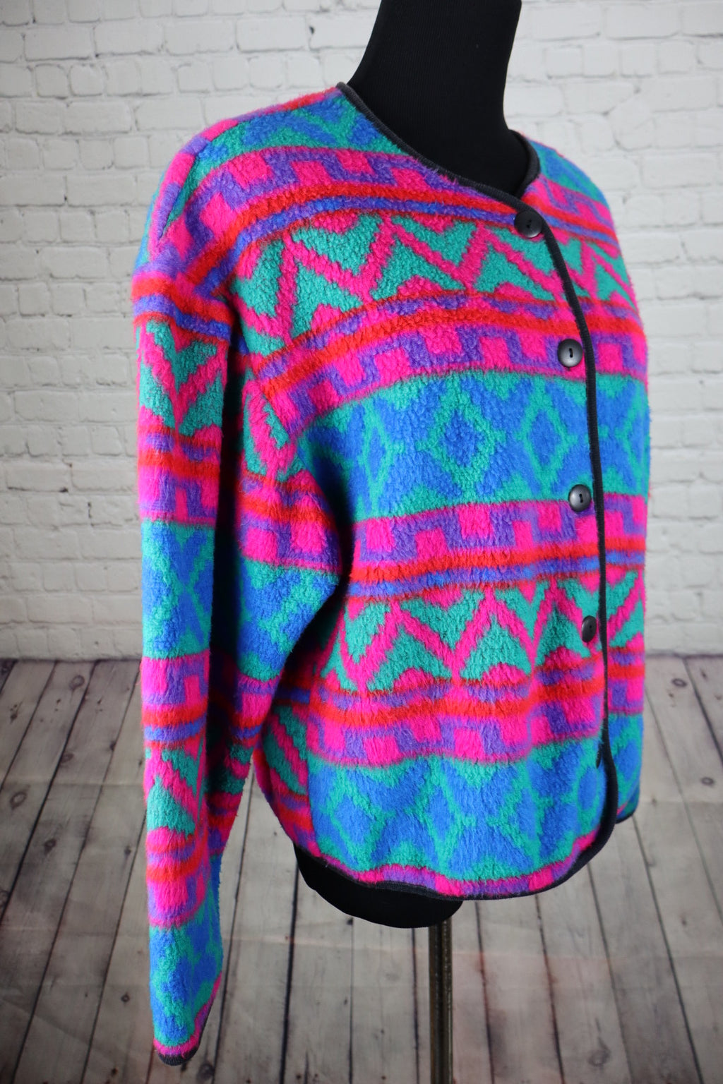 Vintage David Wayne Lightweight Fleece Button-Front Jacket - M