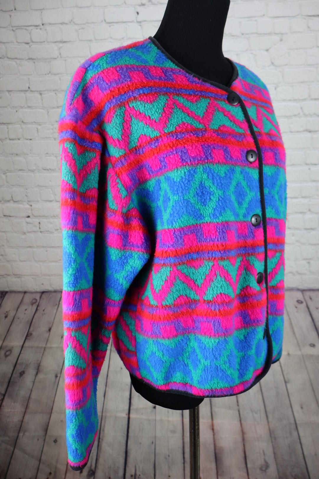 Vintage David Wayne Lightweight Fleece Button-Front Jacket - M