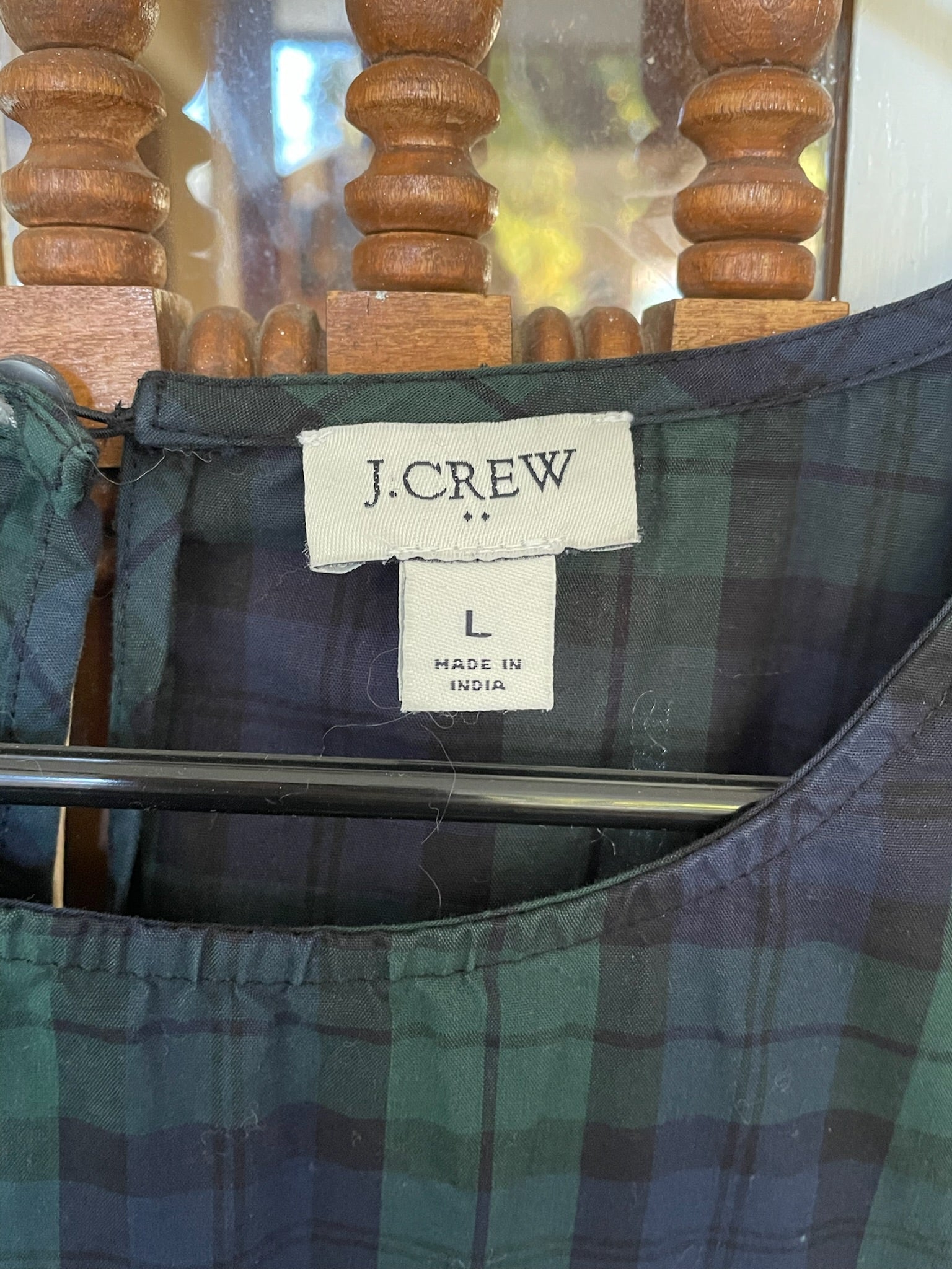 J.Crew Cotton Plaid Ruffle Blouse - L