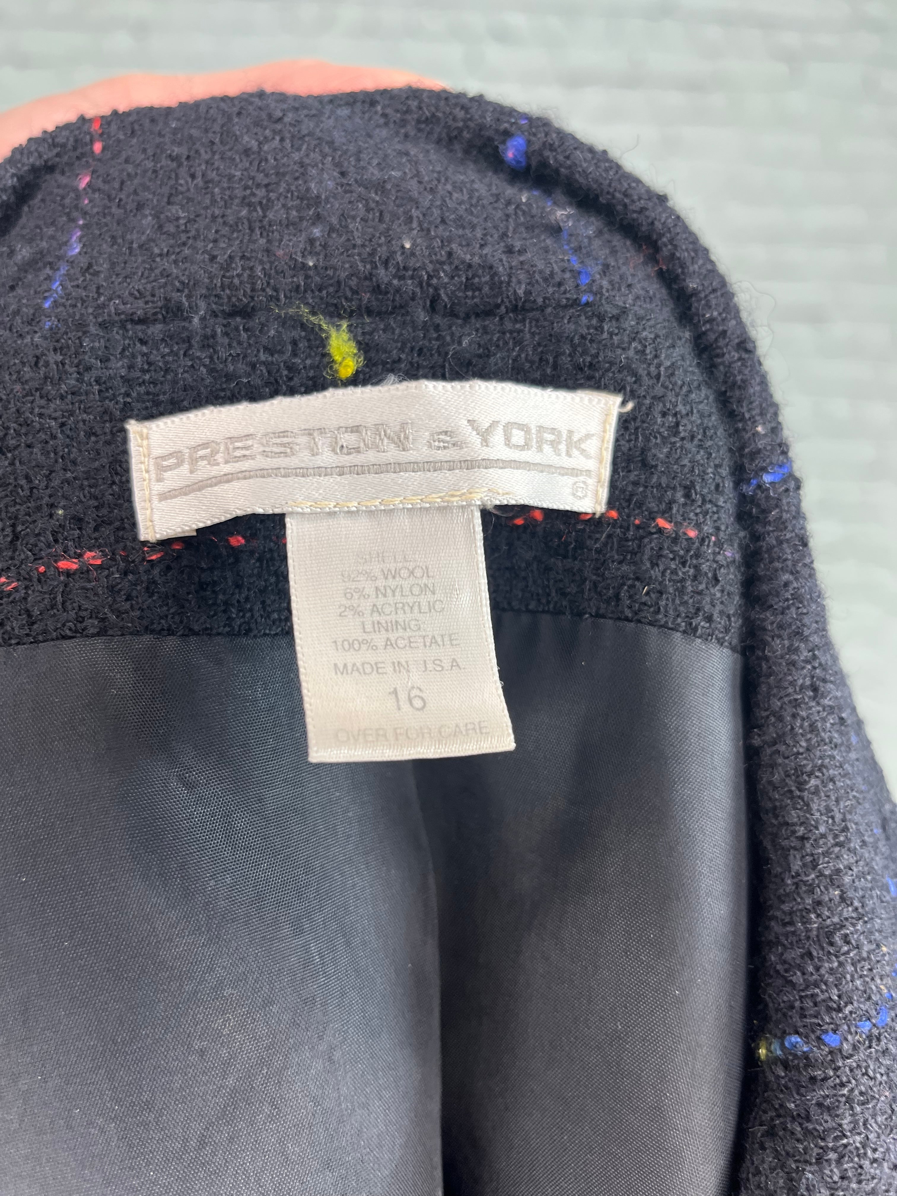 Vintage Preston & York Wool Blend Blazer –(Size 16)