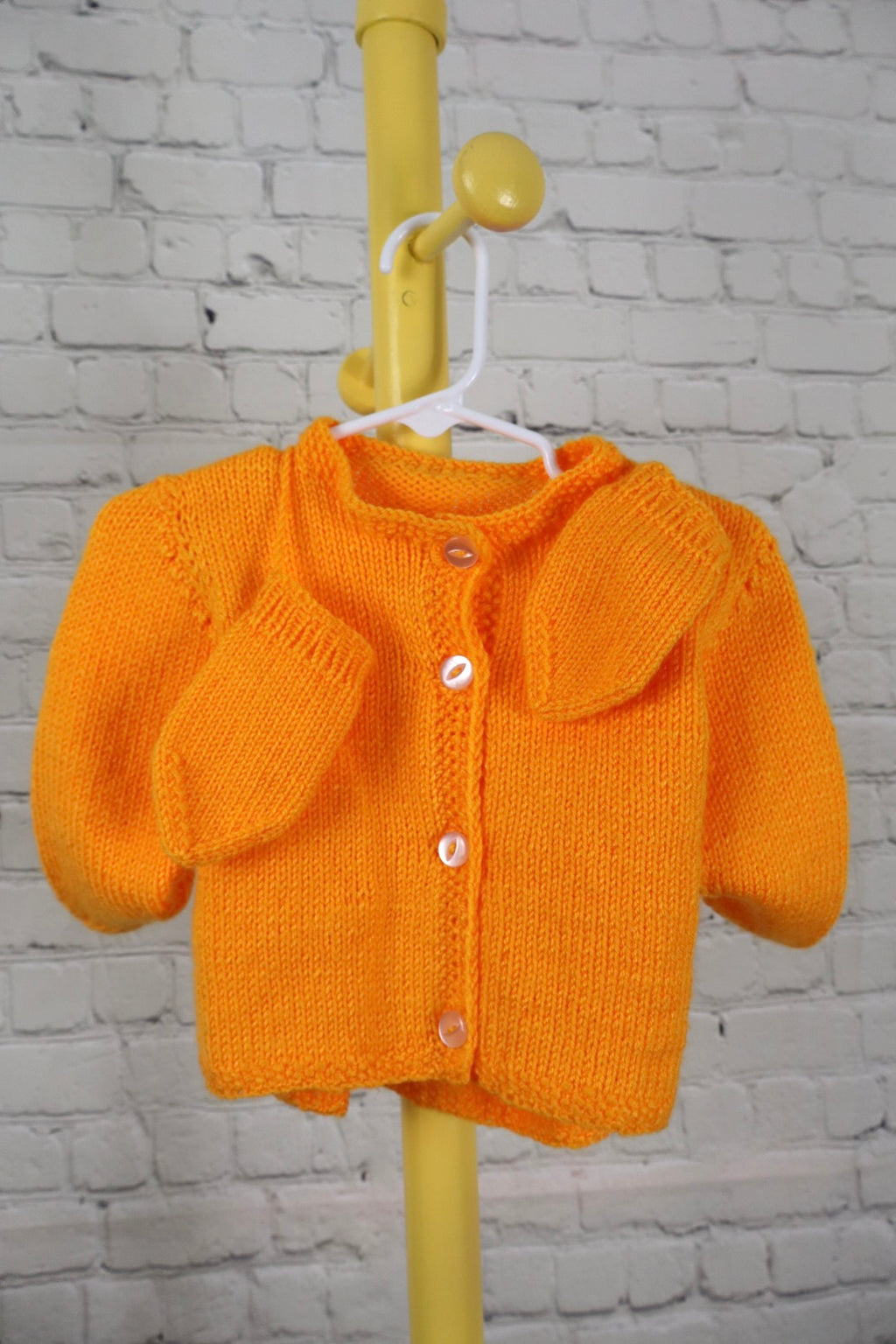 Hand-Knitted Baby Cardigan w/ Mittens