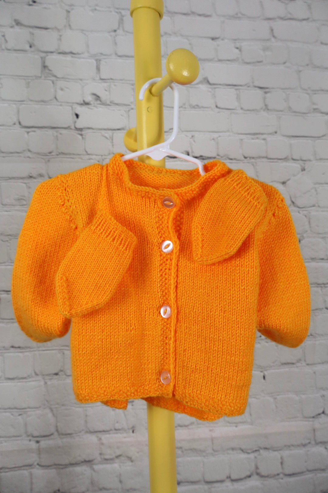 Hand-Knitted Baby Cardigan w/ Mittens