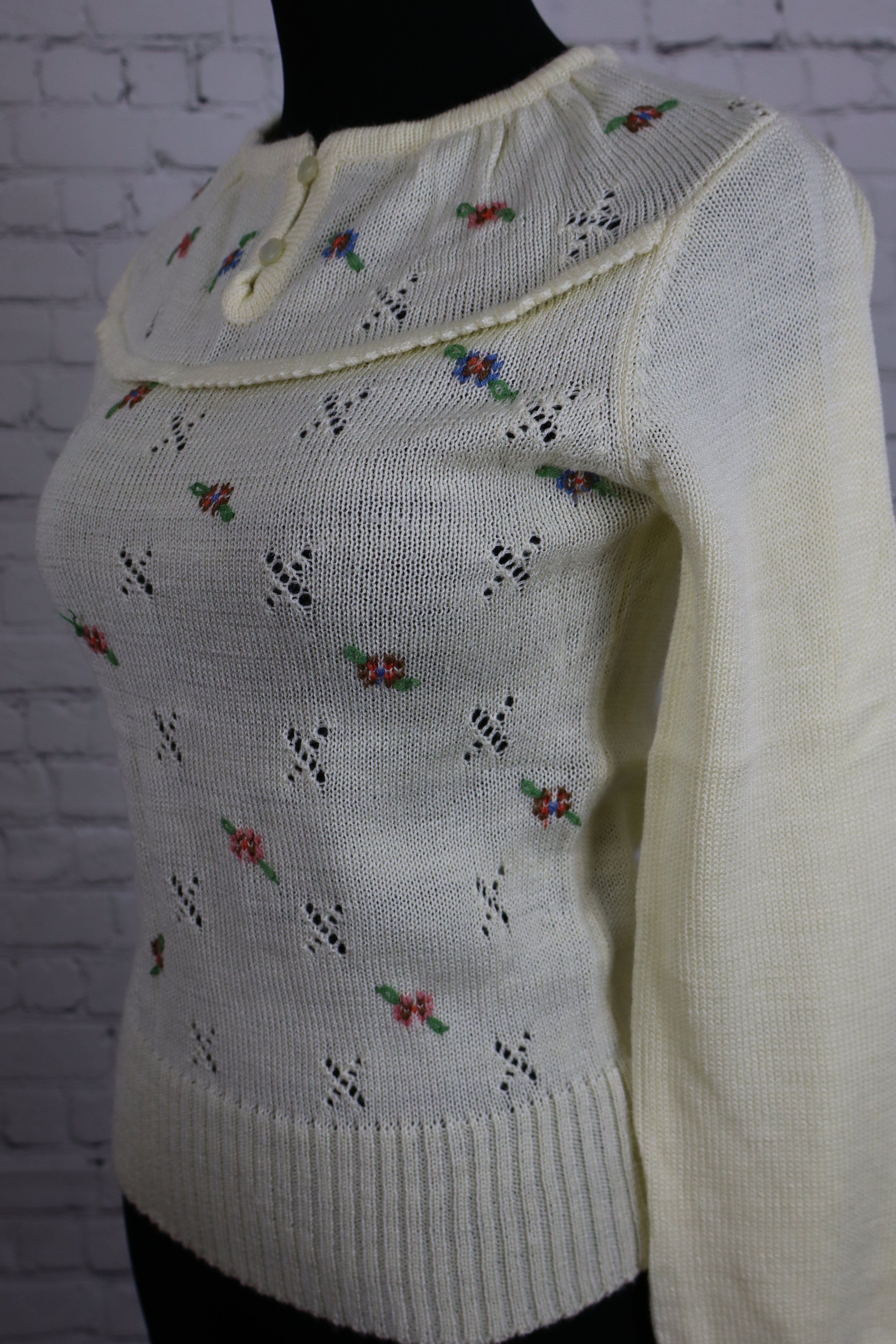 Vintage Pointelle Knit Sweater