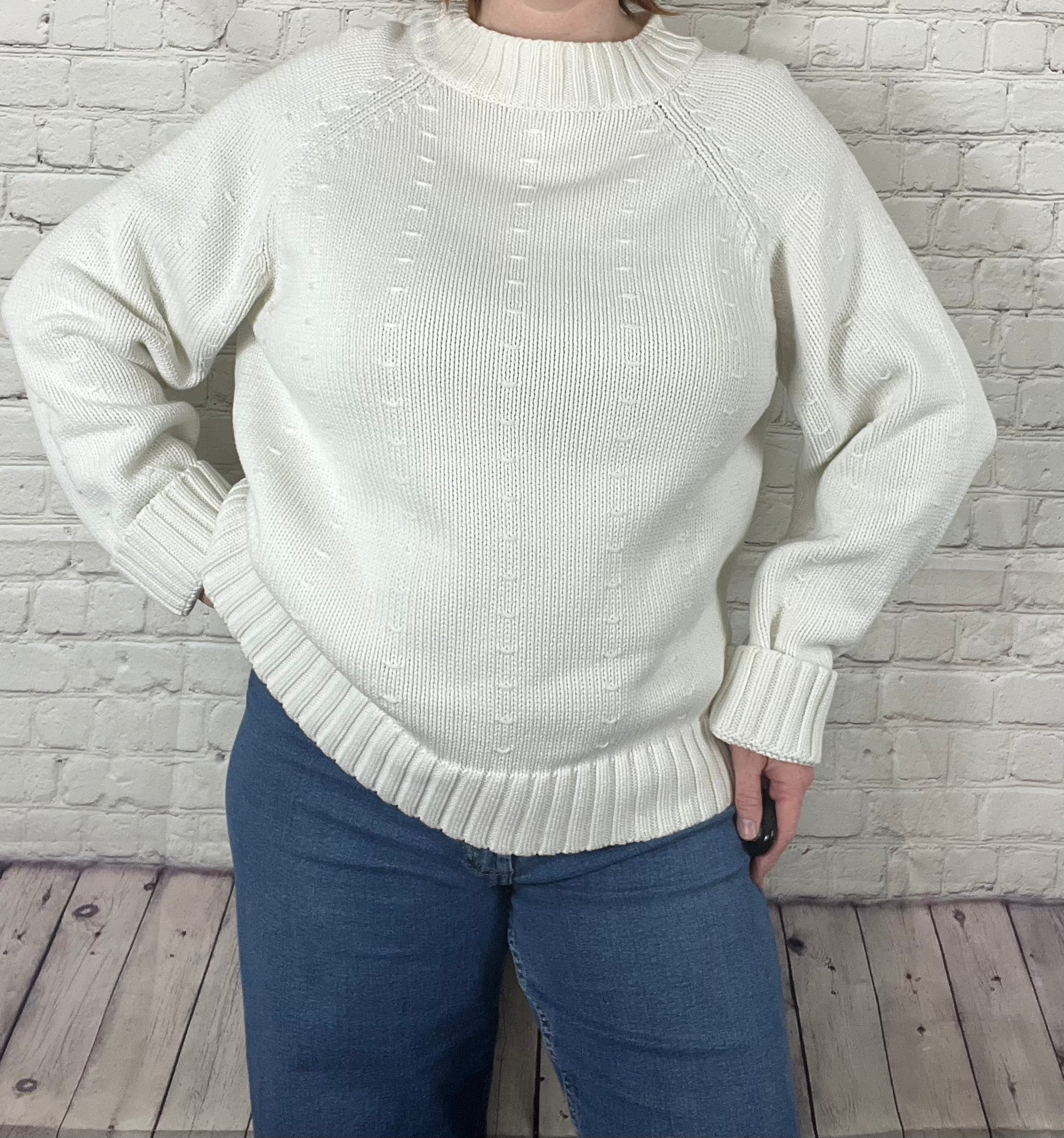 Liz Claiborne LizSport White Cotton Sweater - L