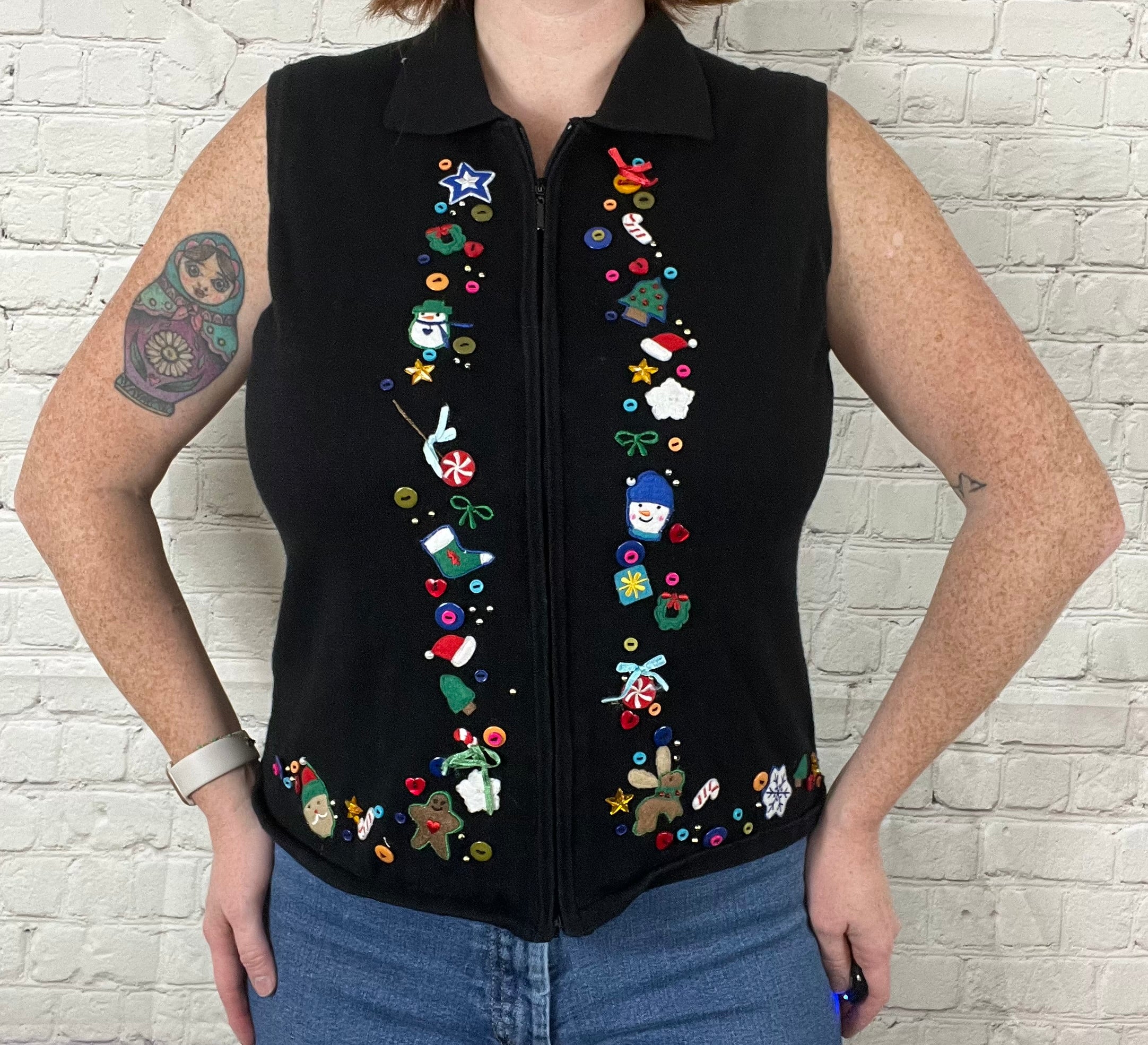 Christmas Zip Vest – L