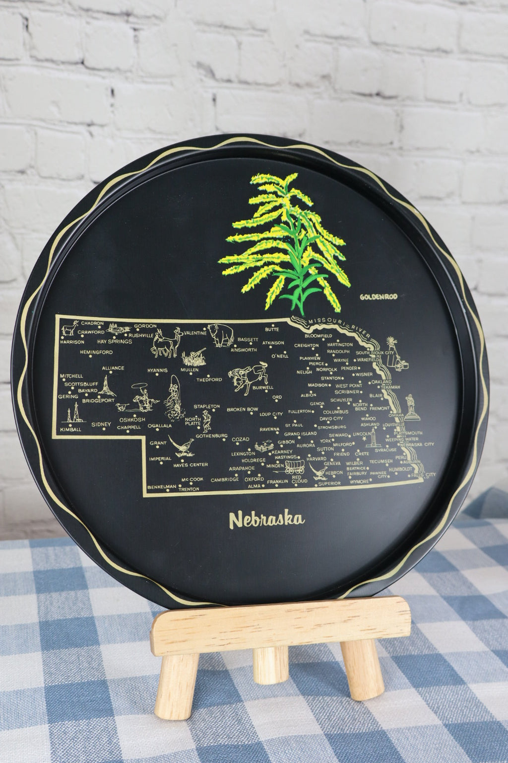 Vintage Nebraska State Souvenir Tray