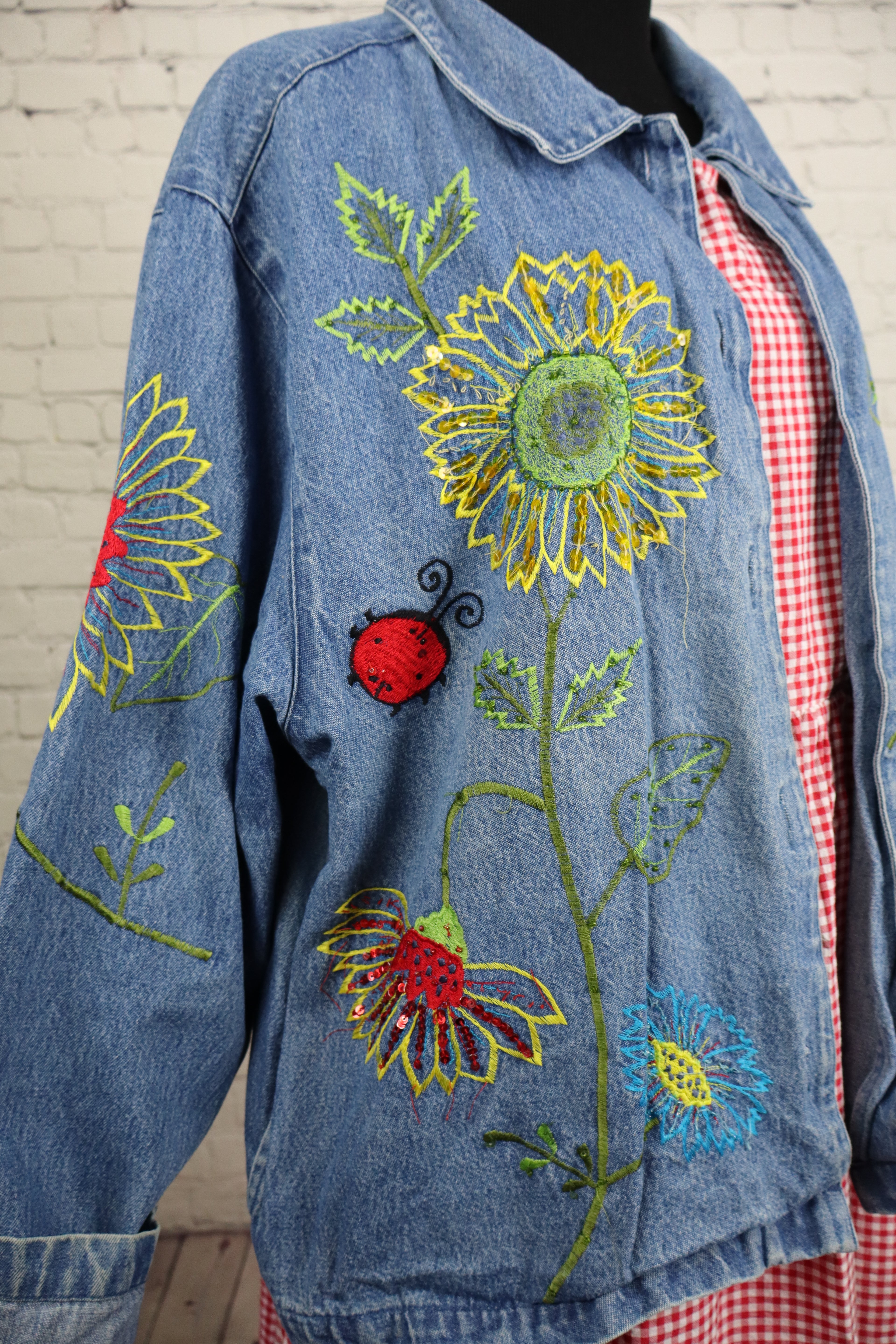 Vintage Tantrums Embroidered Denim Jacket - XL