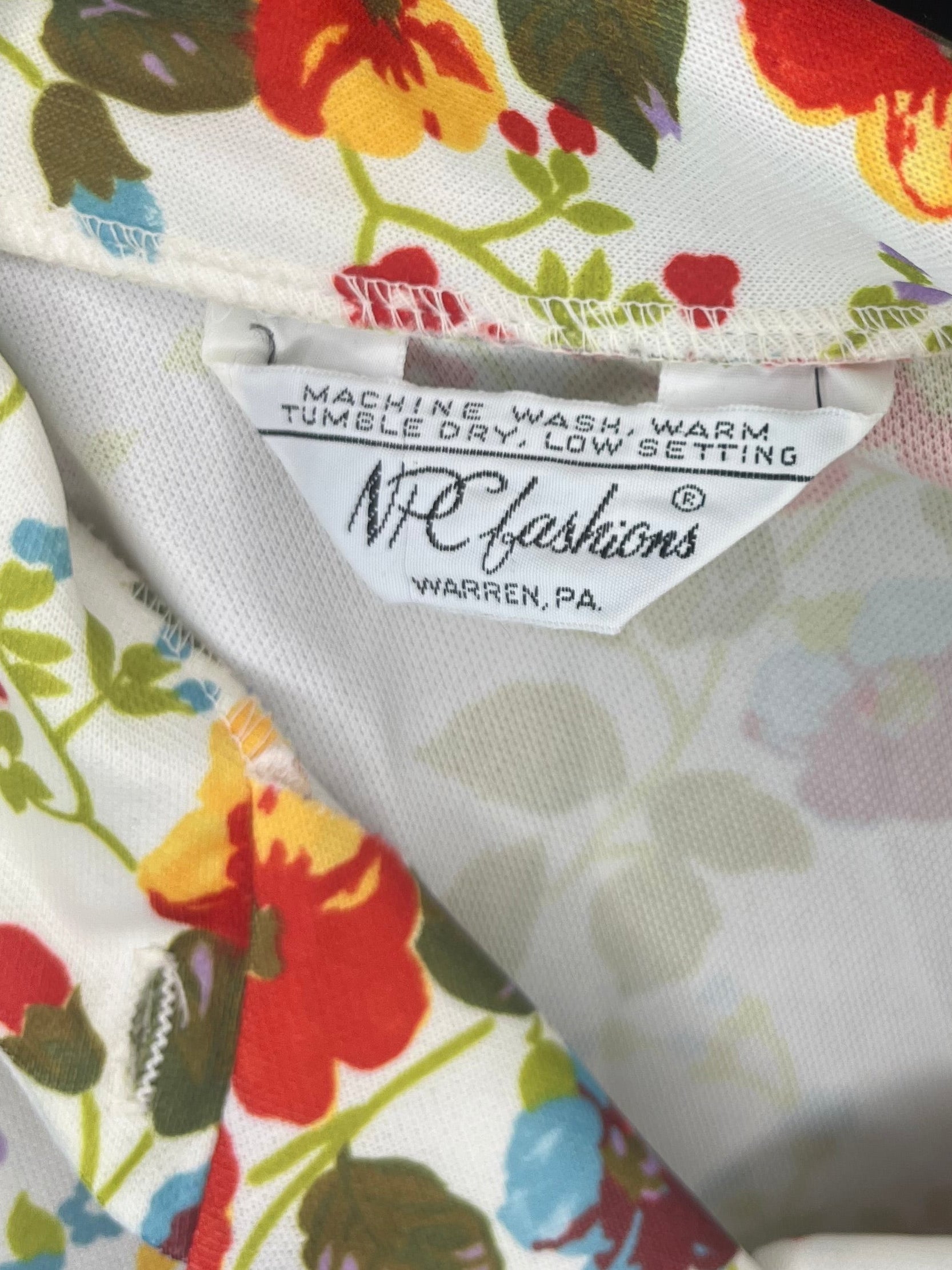 1970s NPC Fashions Floral Button-Up Blouse