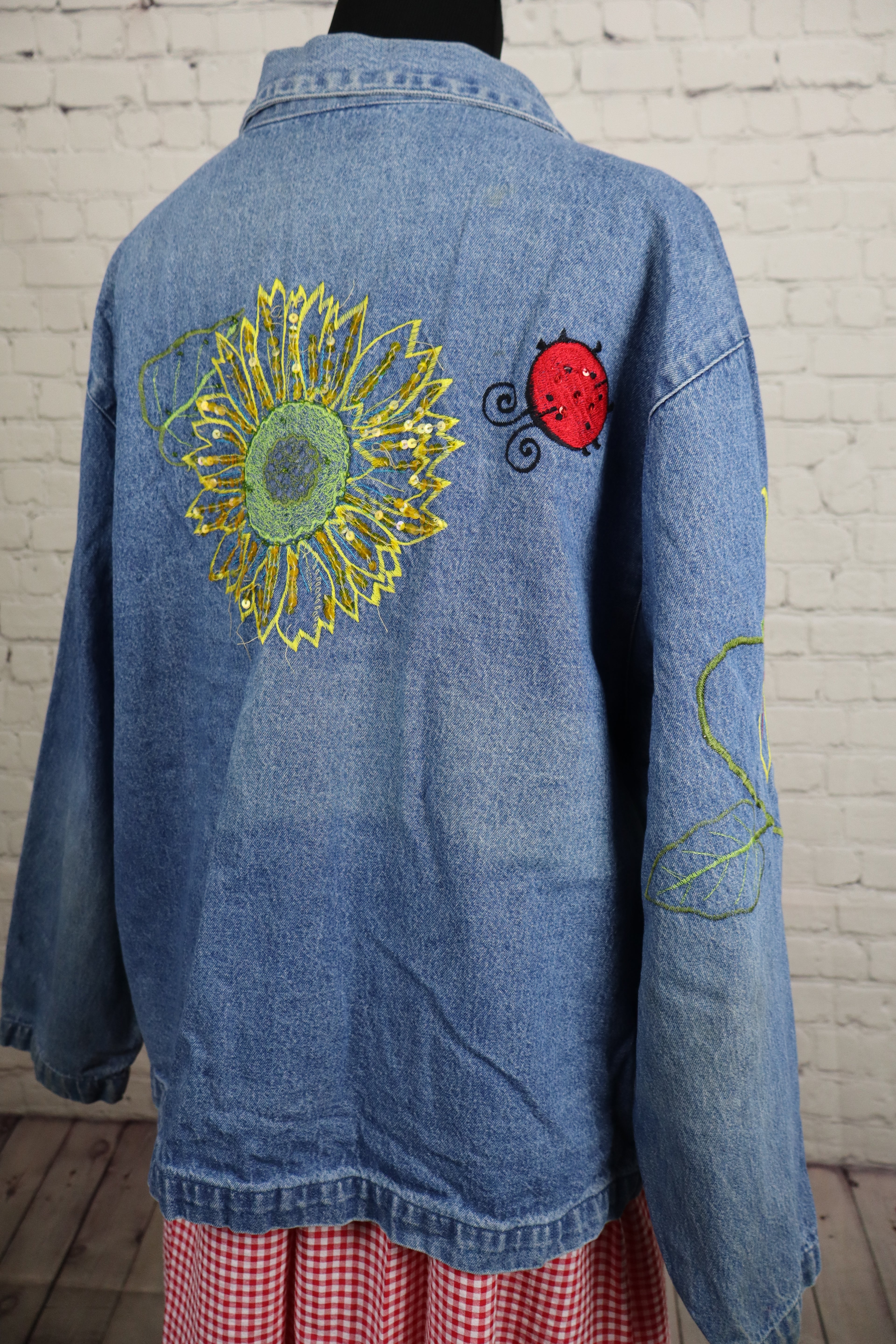 Vintage Tantrums Embroidered Denim Jacket - XL