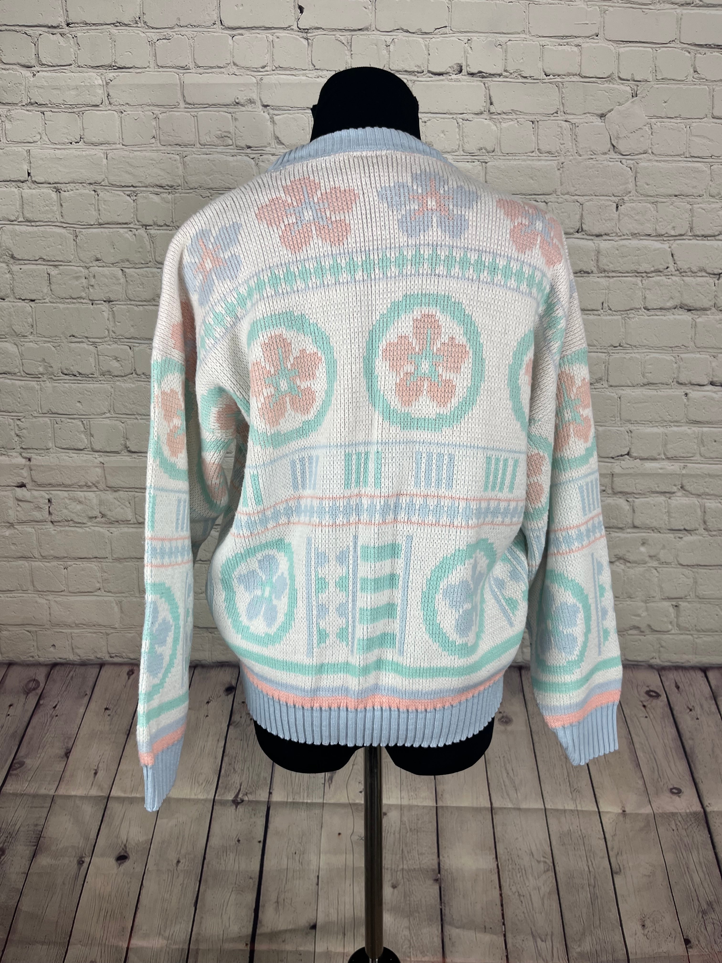Vintage Cabin Creek Pastel Knit Sweater - M