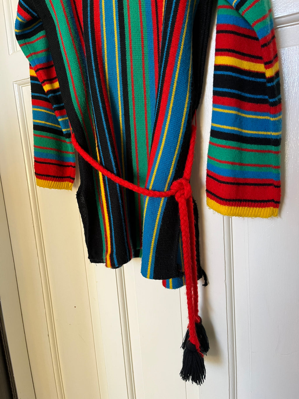 1970s Pandora Striped Knit Hooded Sweater - M