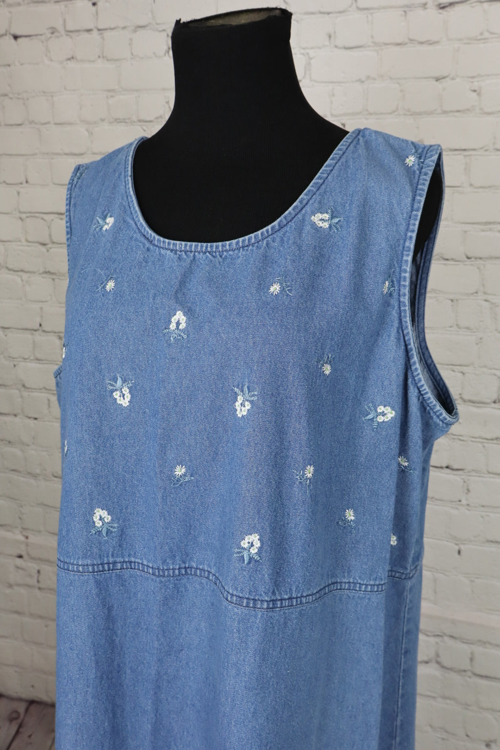 Vintage Embroidered Denim Maxi Dress