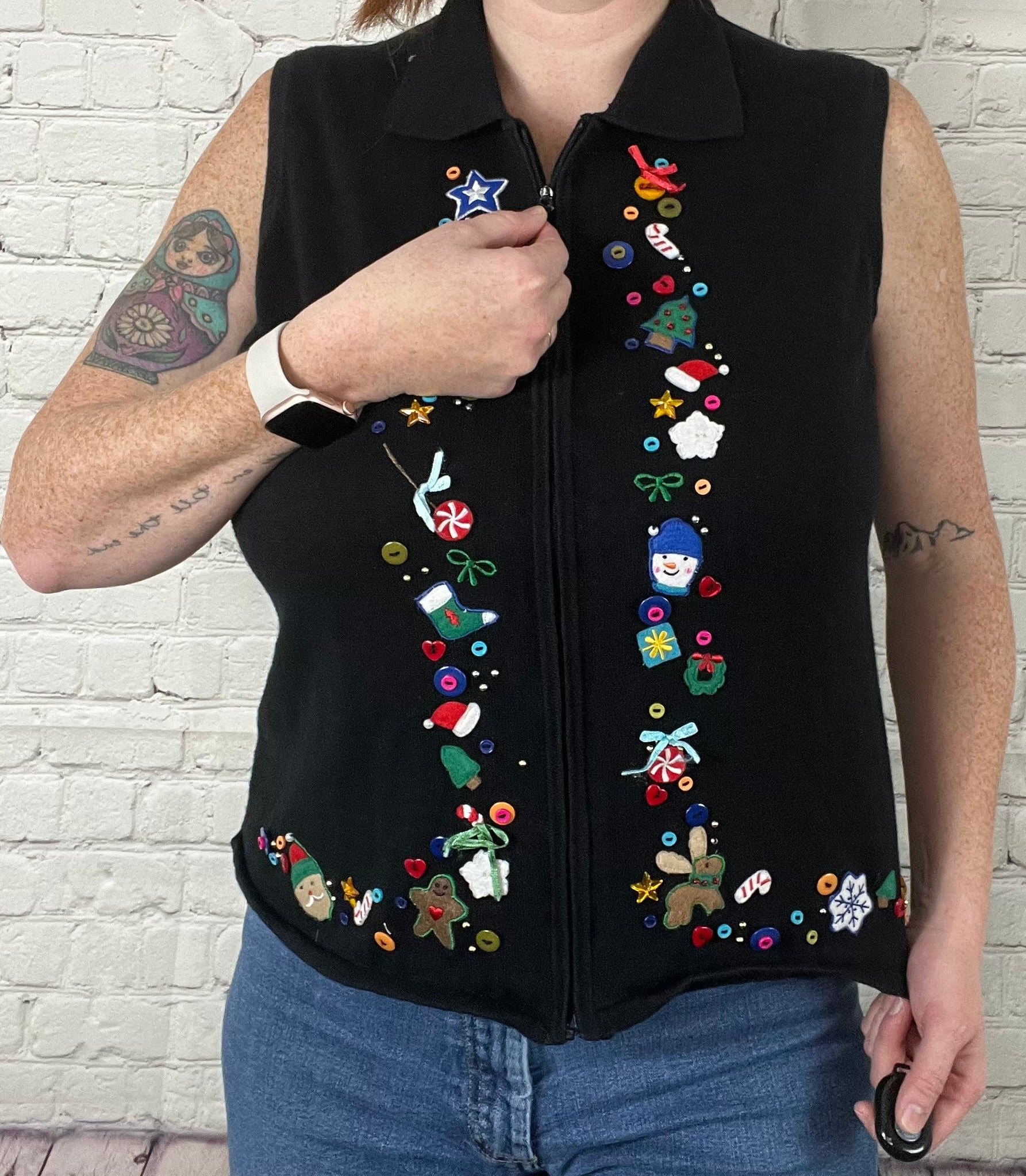 Christmas Zip Vest – L