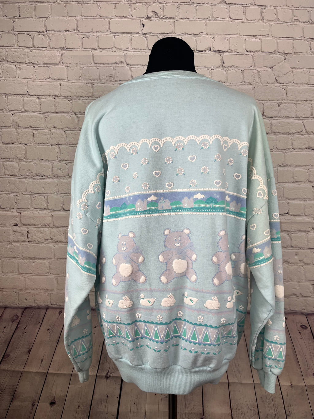 Vintage 1990 Lifestyles Pastel Teddy Bear Sweatshirt - One Size