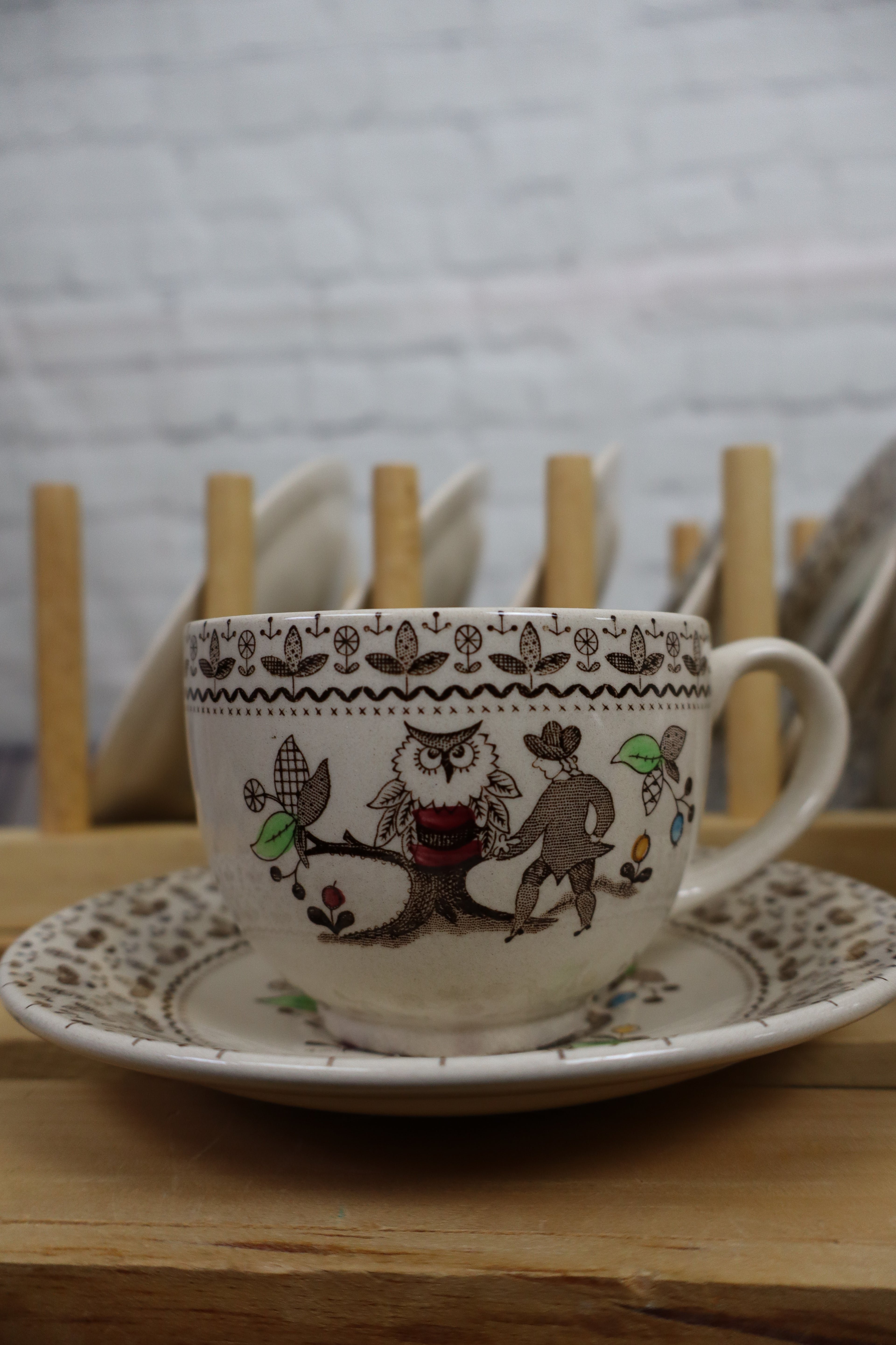 Vintage Johnson Brothers “Sugar & Spice” Replacement Saucers (Brown, 1970s)