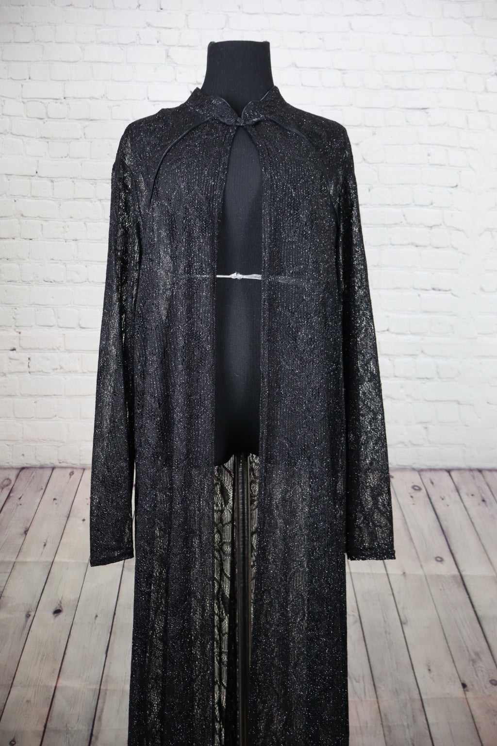 Onyx Nite Black Metallic Lace Duster - Size 24