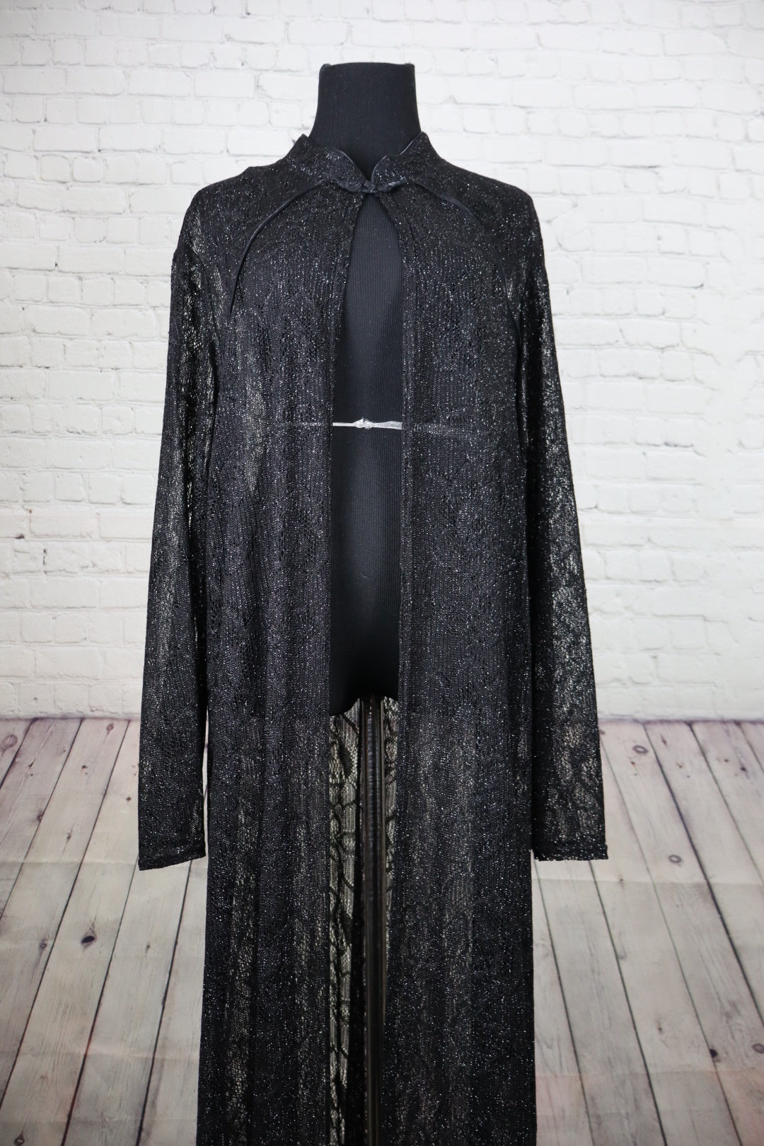 Onyx Nite Black Metallic Lace Duster - Size 24