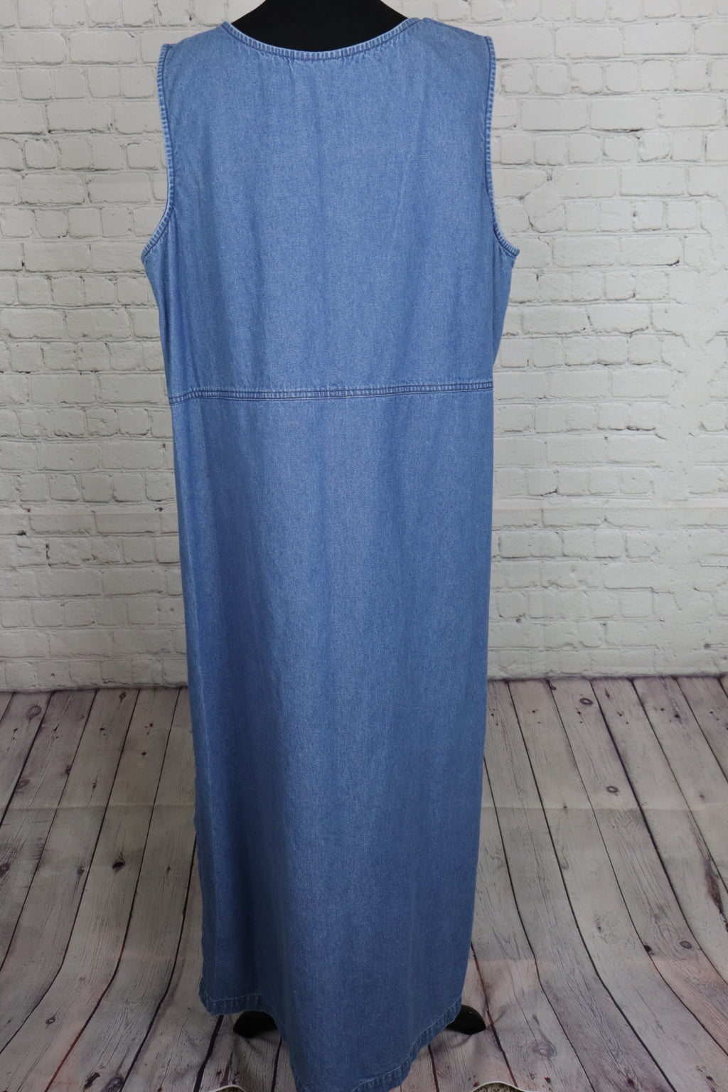 Vintage Embroidered Denim Maxi Dress
