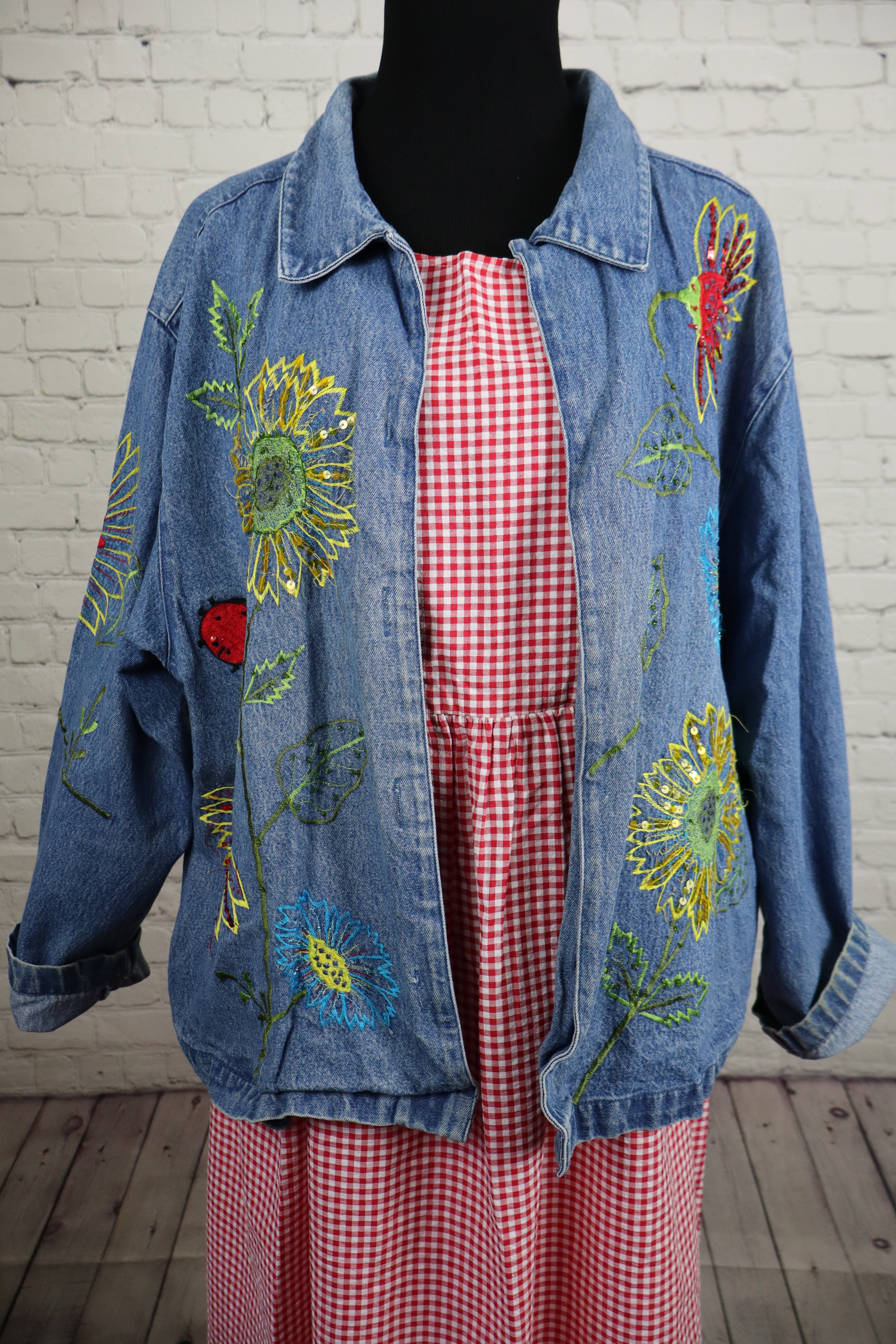 Vintage Tantrums Embroidered Denim Jacket - XL
