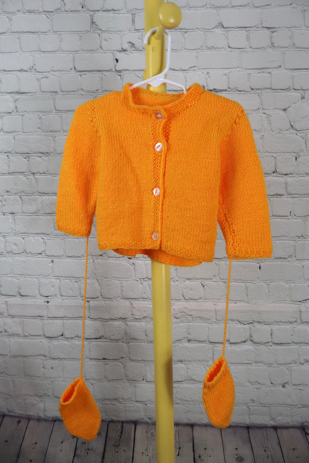 Hand-Knitted Baby Cardigan w/ Mittens