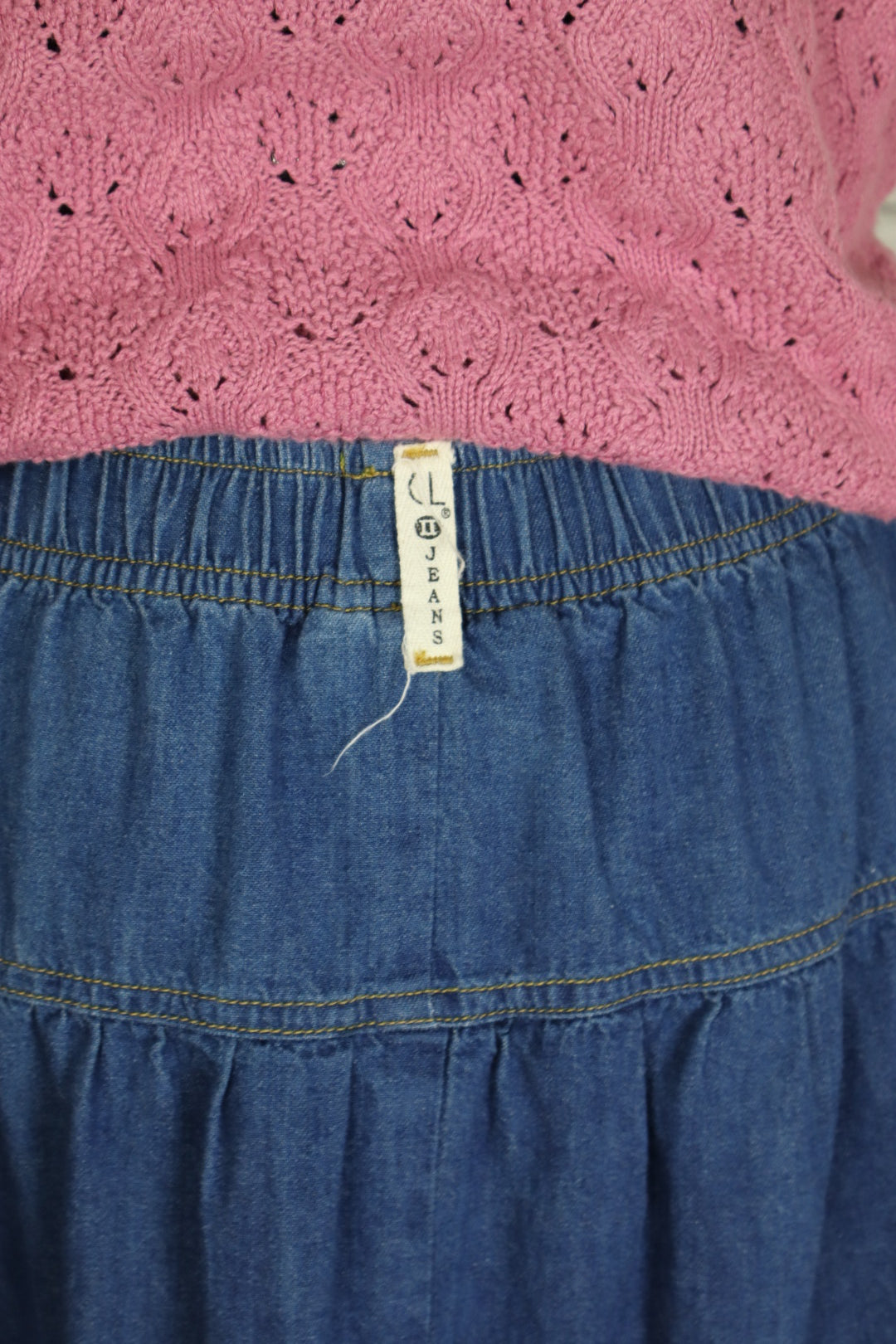 1990s Vintage Button-Front Denim Skirt