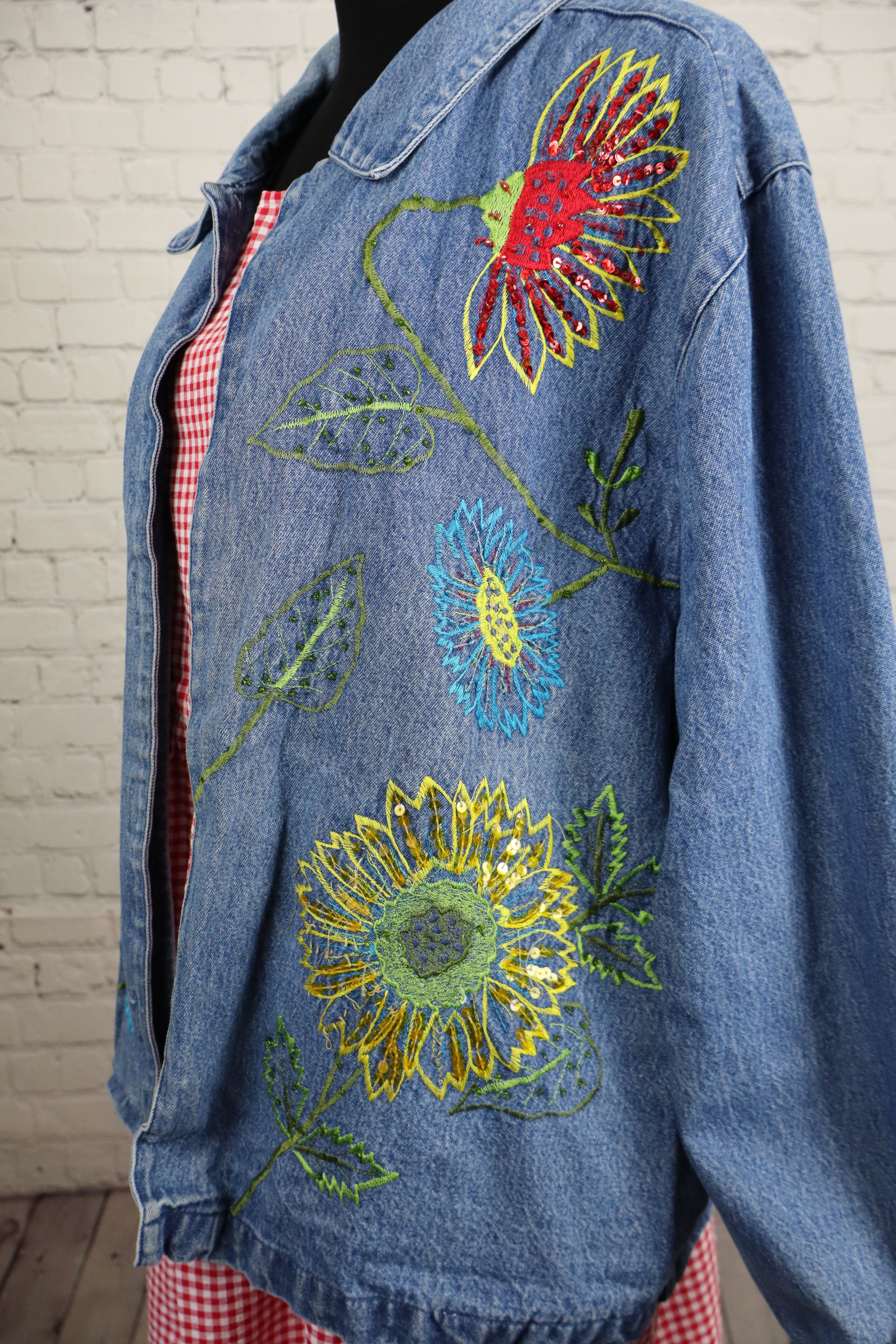 Vintage Tantrums Embroidered Denim Jacket - XL