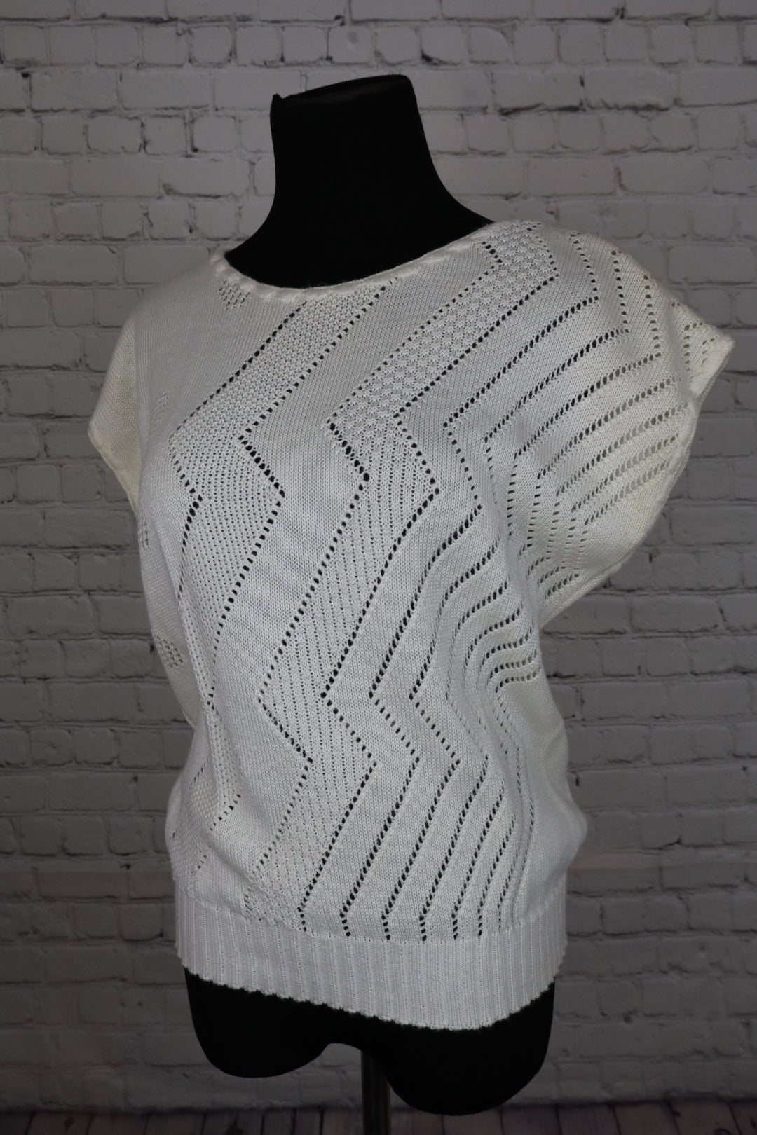 Open-Knit Short-Sleeve Sweater