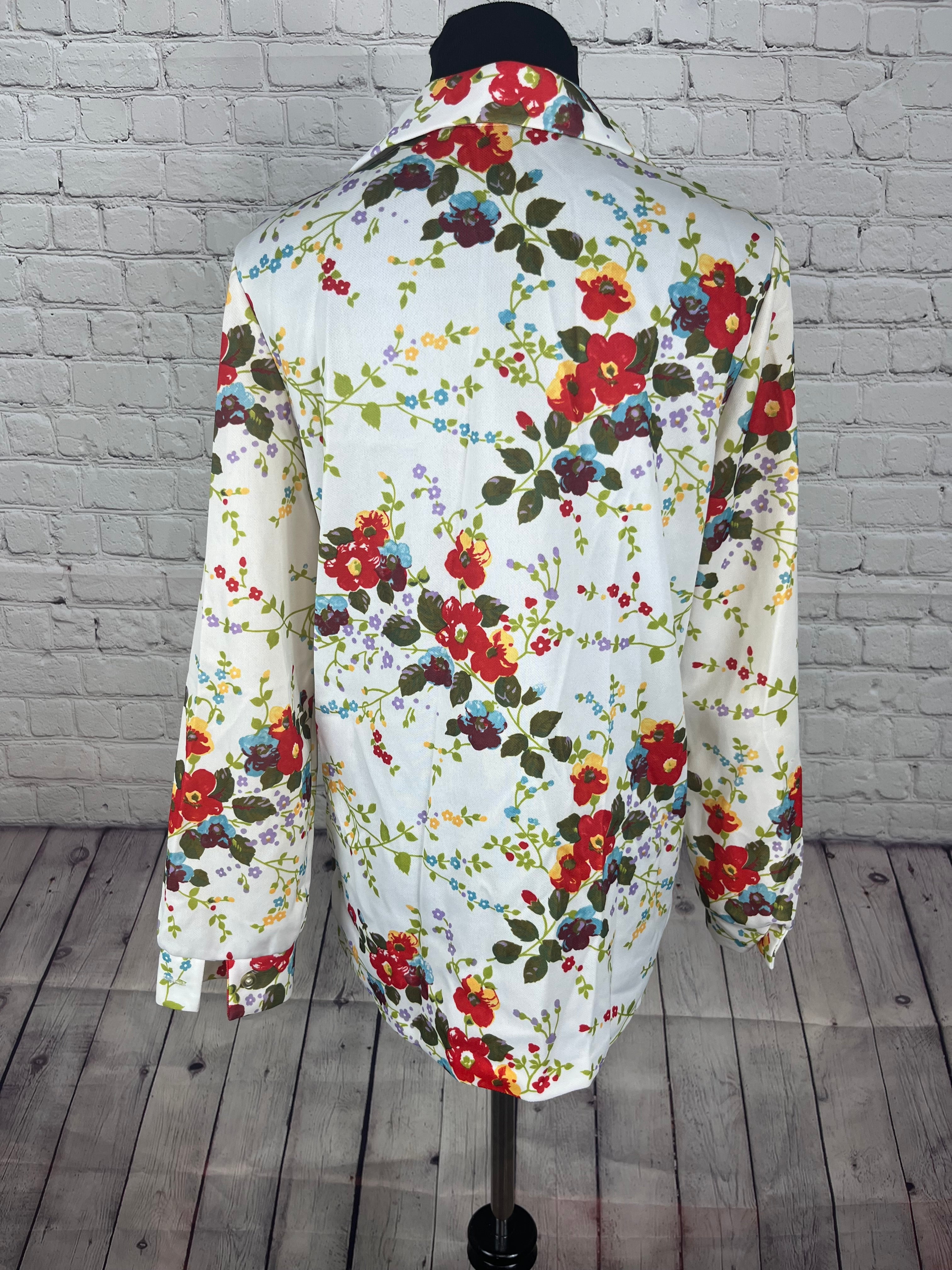 1970s NPC Fashions Floral Button-Up Blouse