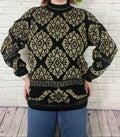 Vintage Dana Scott Black + Gold Metallic Sweater - L