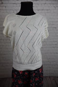 Open-Knit Short-Sleeve Sweater