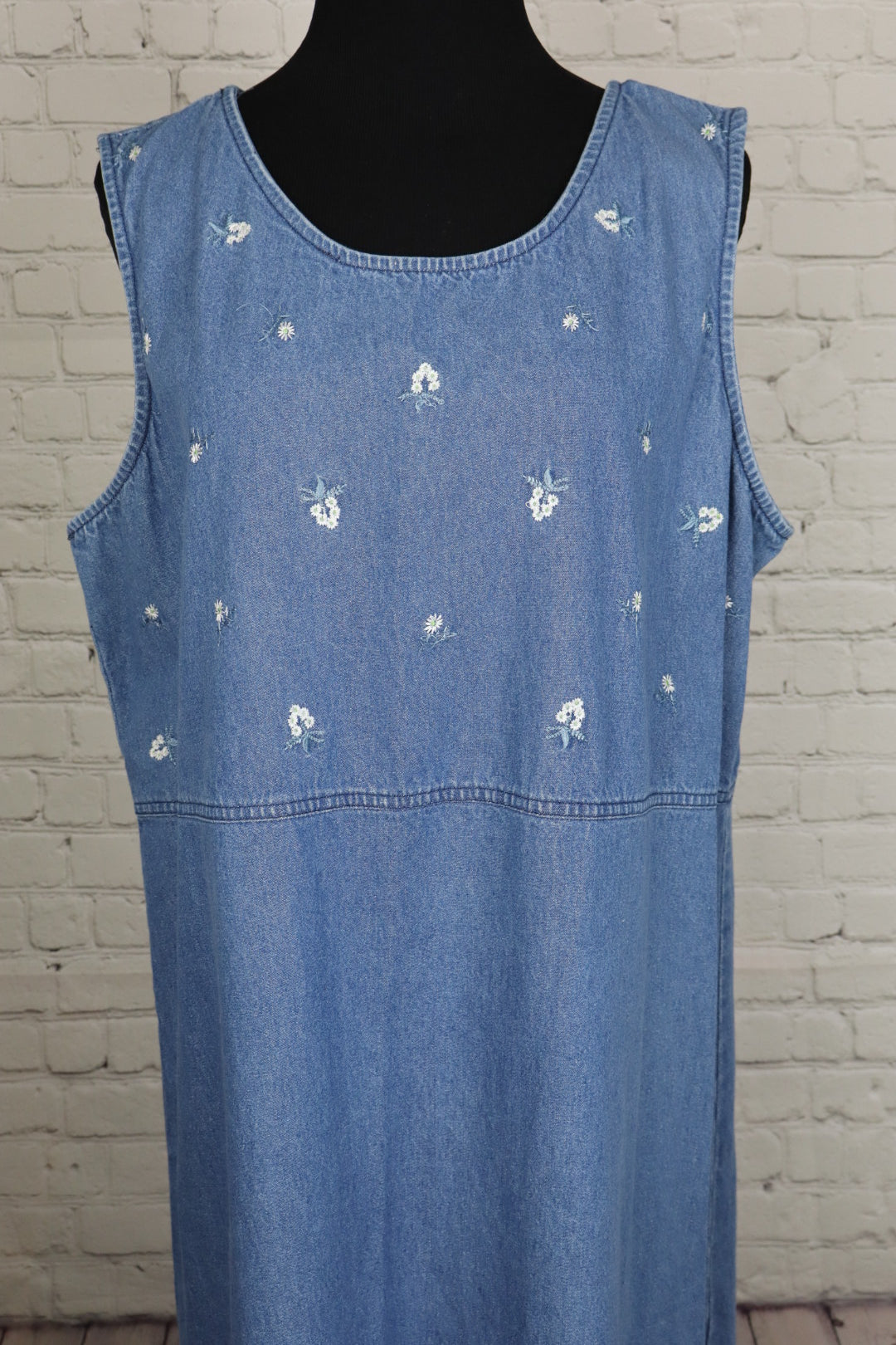 Vintage Embroidered Denim Maxi Dress