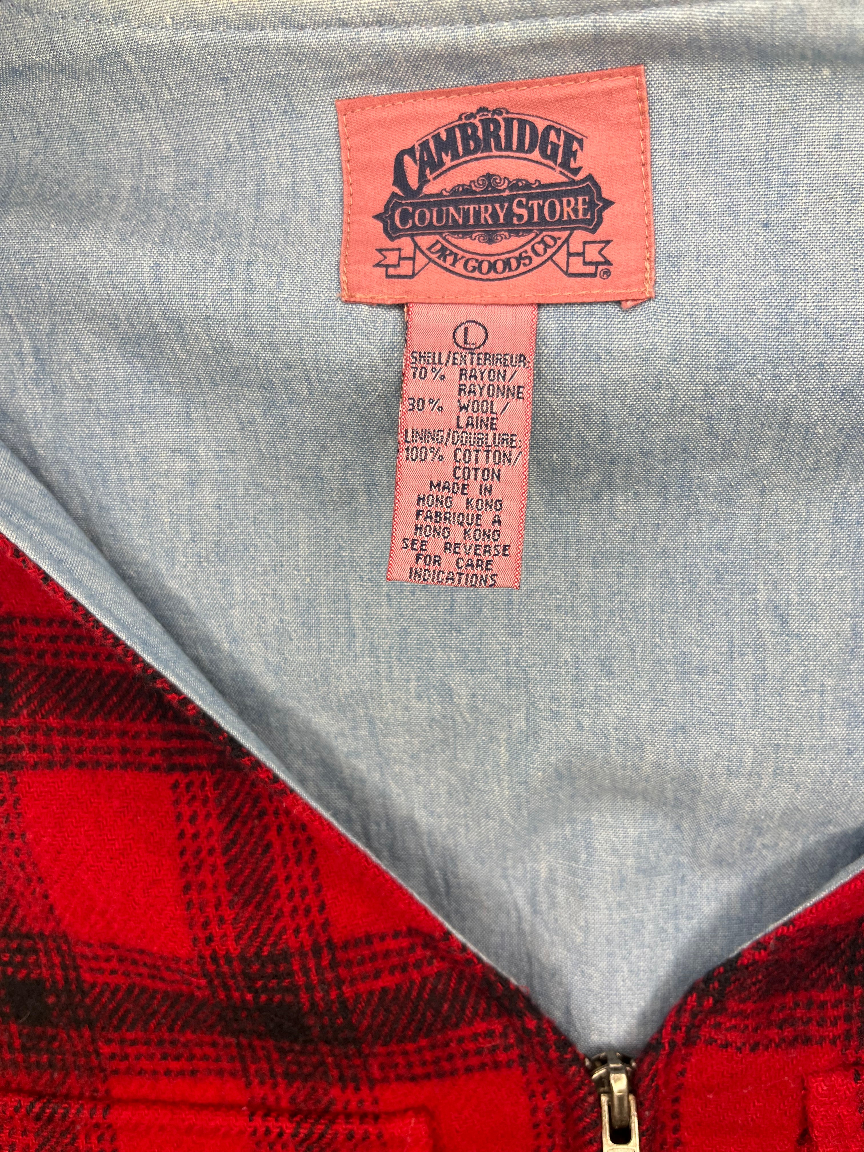 Cambridge Country Store Plaid Zip Vest - L