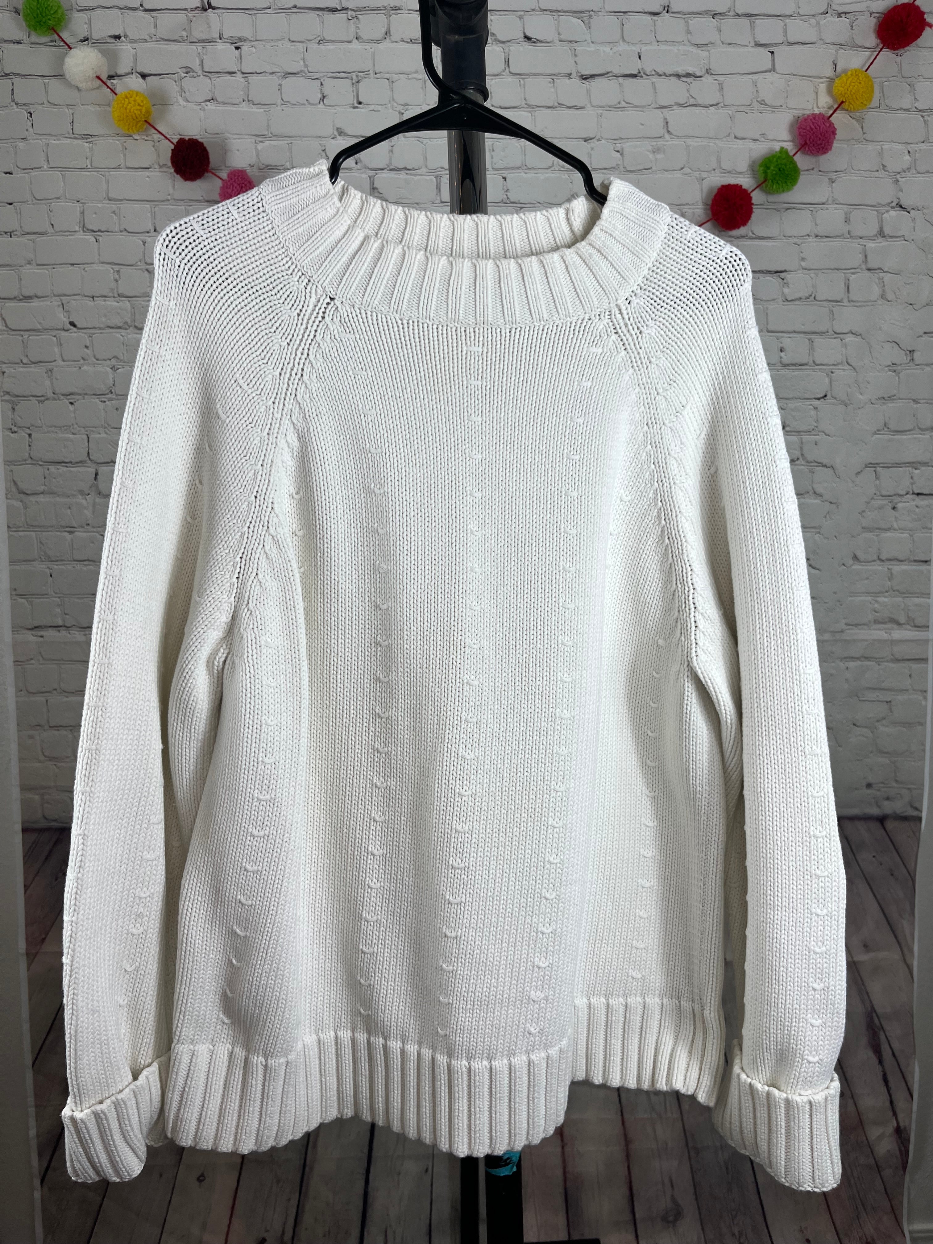 Liz Claiborne LizSport White Cotton Sweater - L
